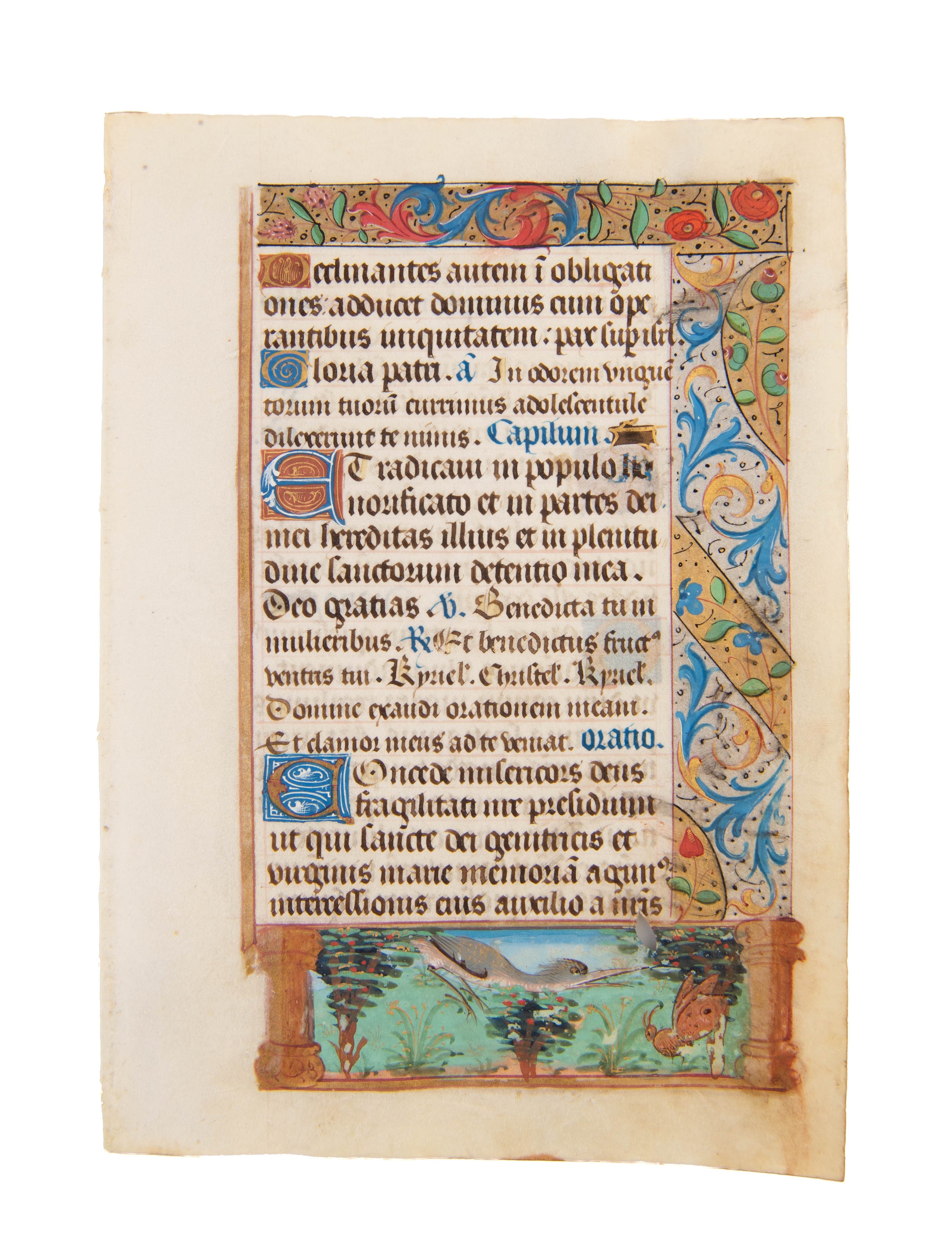 Single leaf on vellum from Book of Hours.
