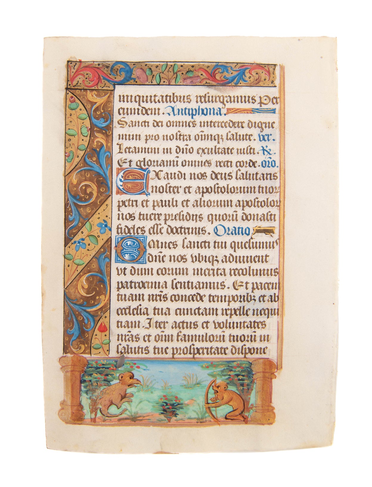 Single leaf on vellum from Book of Hours.
