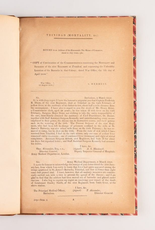 Trinidad (Mortality, &c.). Return to an Address of the Honourable The House of Commons, dated 21 July 1859; - for 