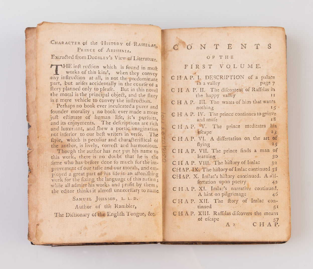 The History of Rasselas, Prince of Abissinia, An Asiatic Tale. The two volumes complete in one.