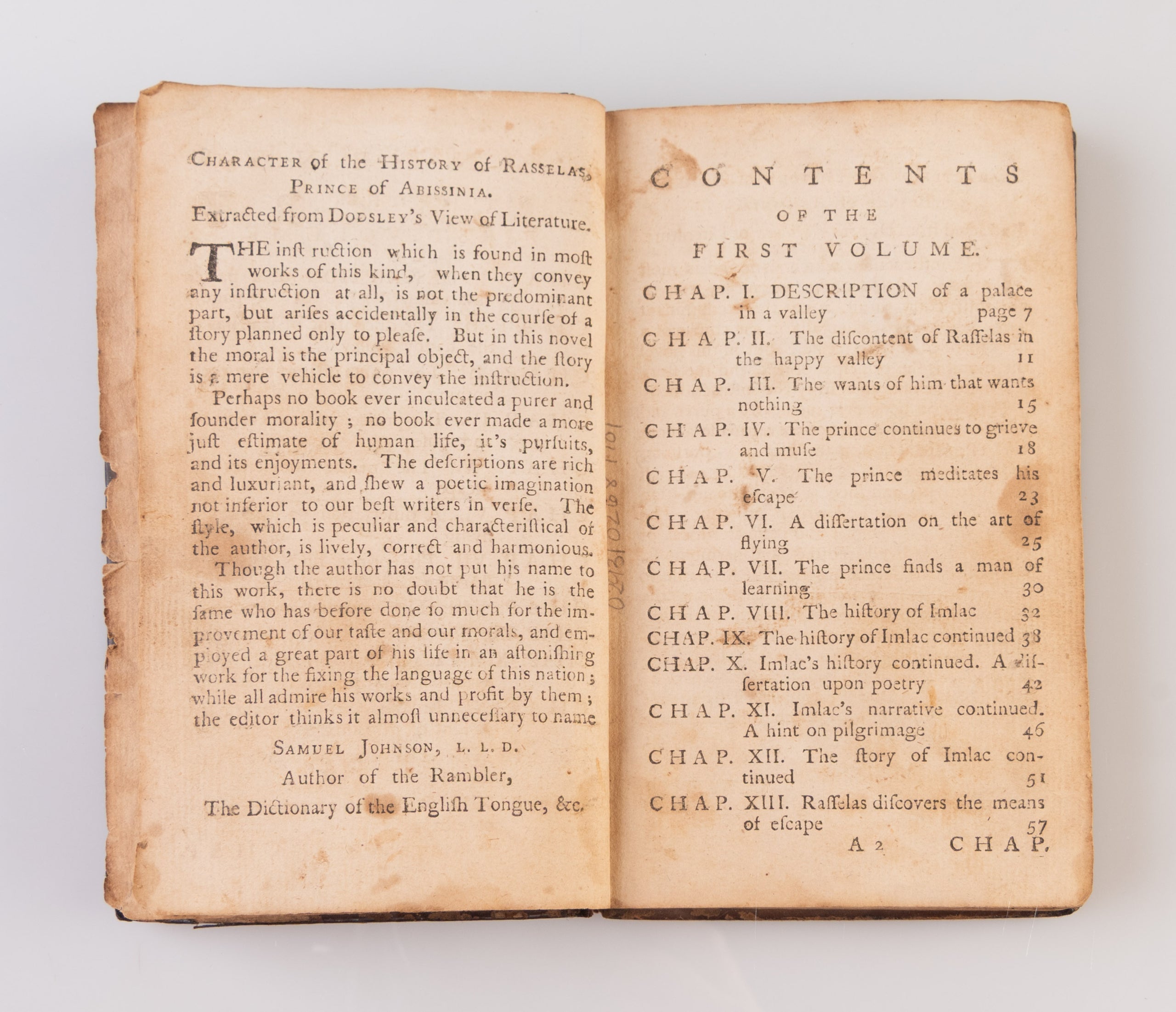 The History of Rasselas, Prince of Abissinia, An Asiatic Tale. The two volumes complete in one.