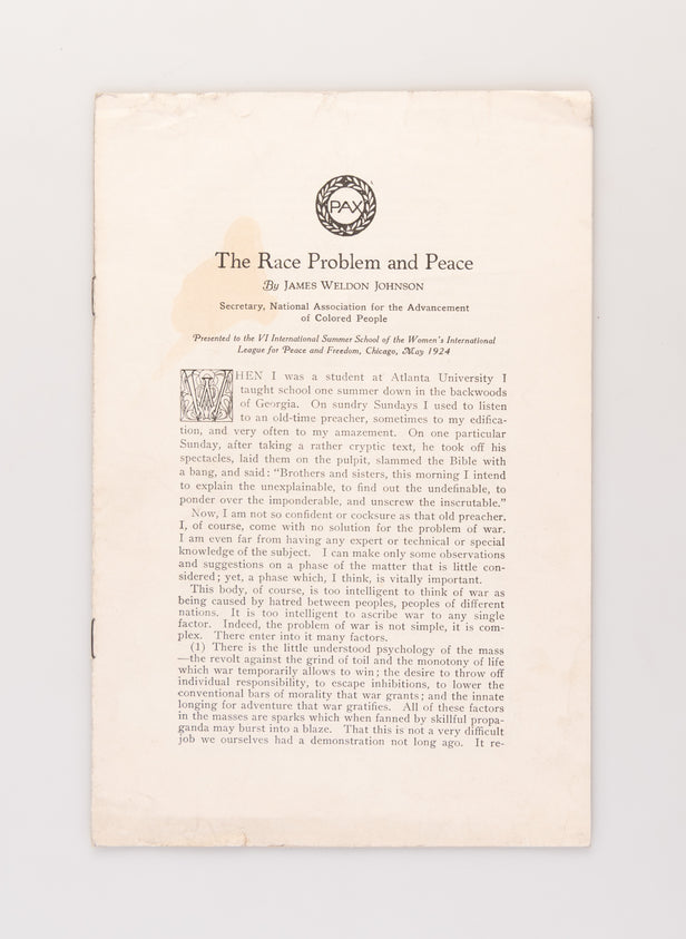 The Race Problem and Peace.