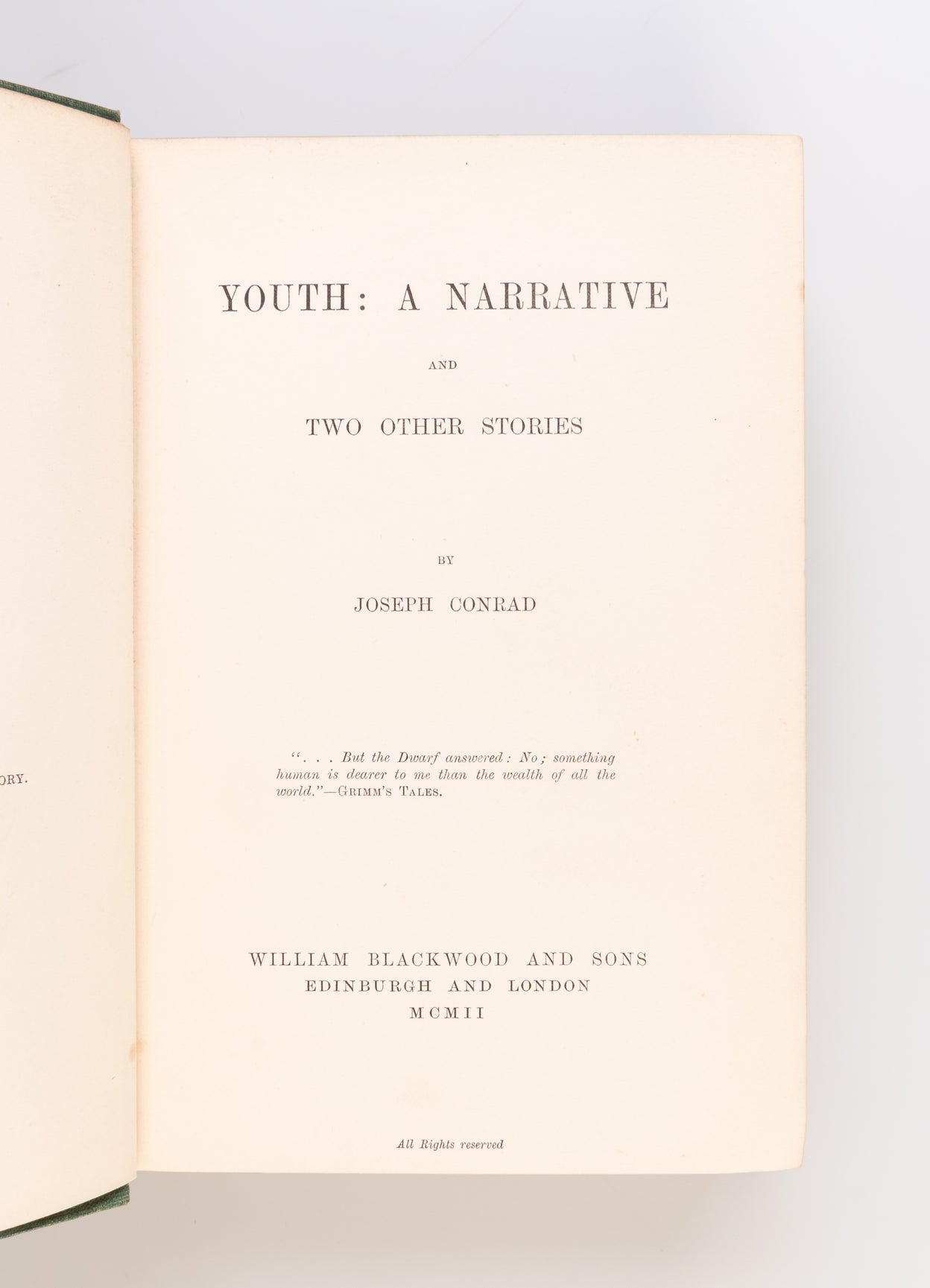 Youth: a Narrative and Two Other Stories. [The Heart of Darkness].
