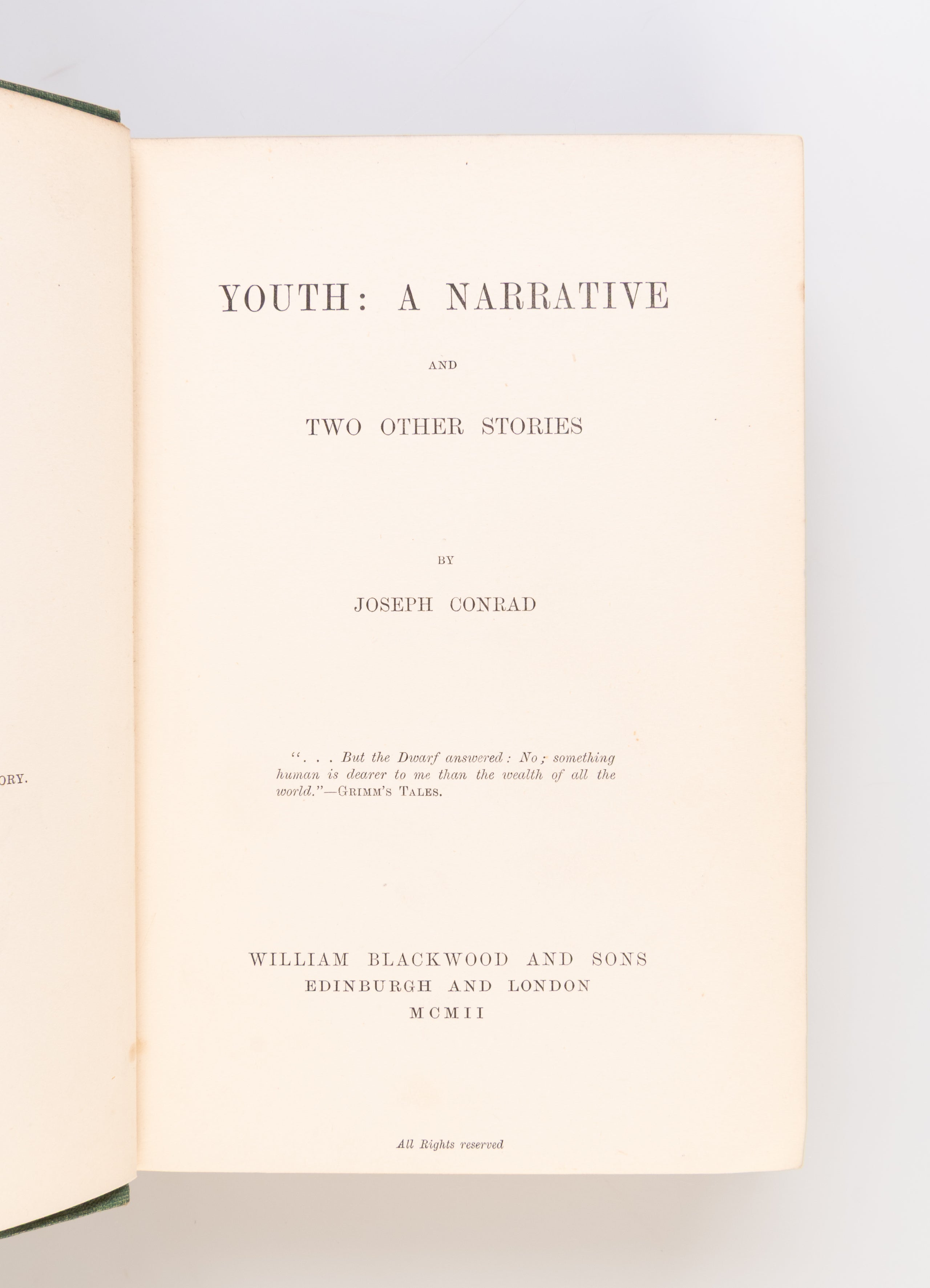 Youth: a Narrative and Two Other Stories. [The Heart of Darkness].