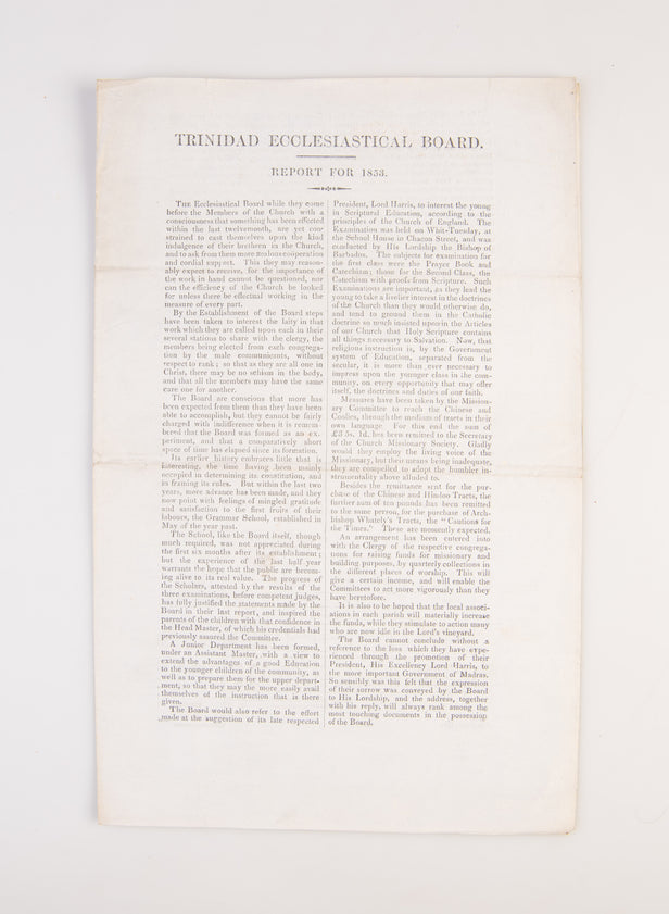Trinidad Ecclesiastical Board. Report for 1853.