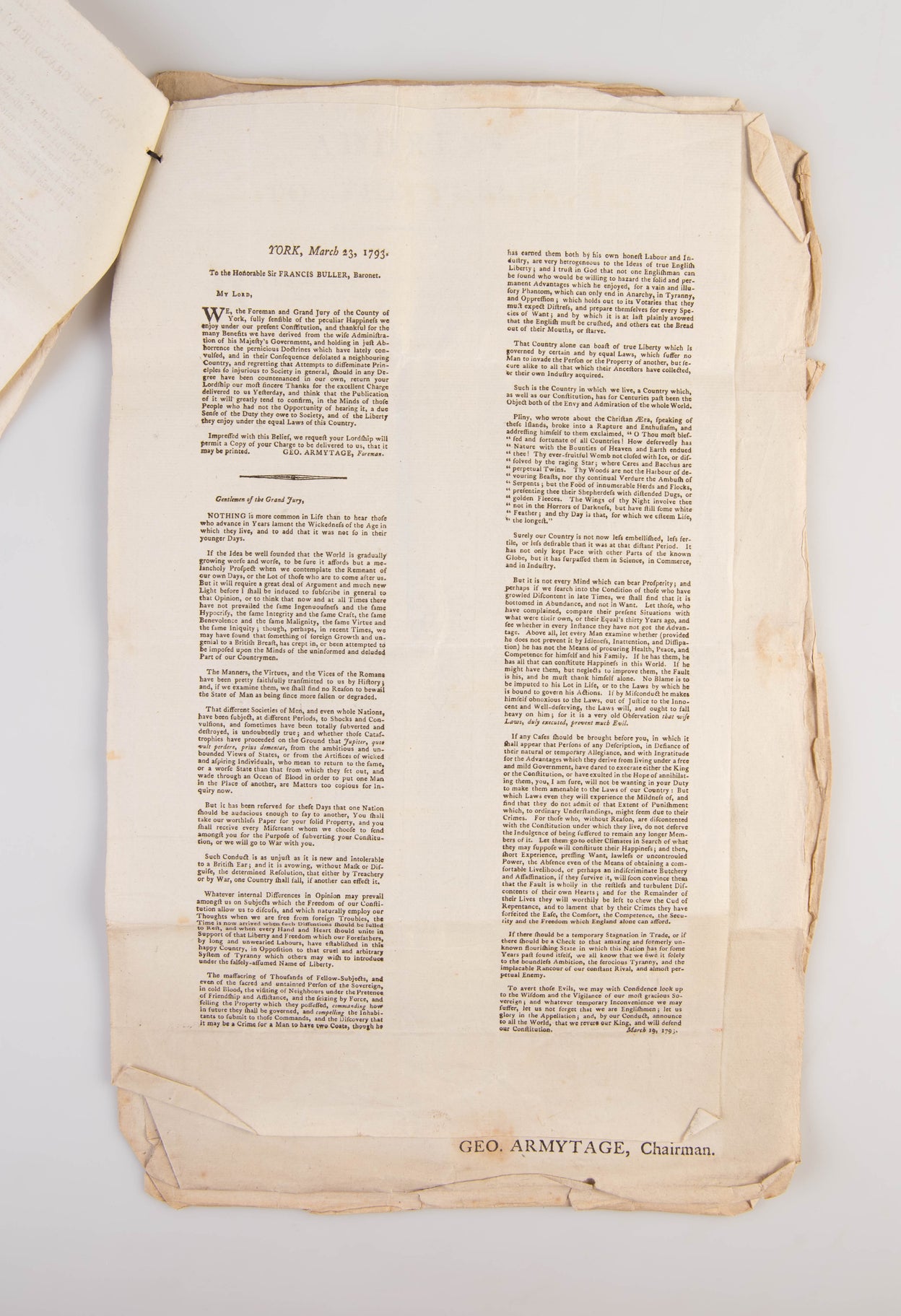 A collection of seven broadsides warning the inhabitants of Huddersfield in Yorkshire of the rising threat of revolution.