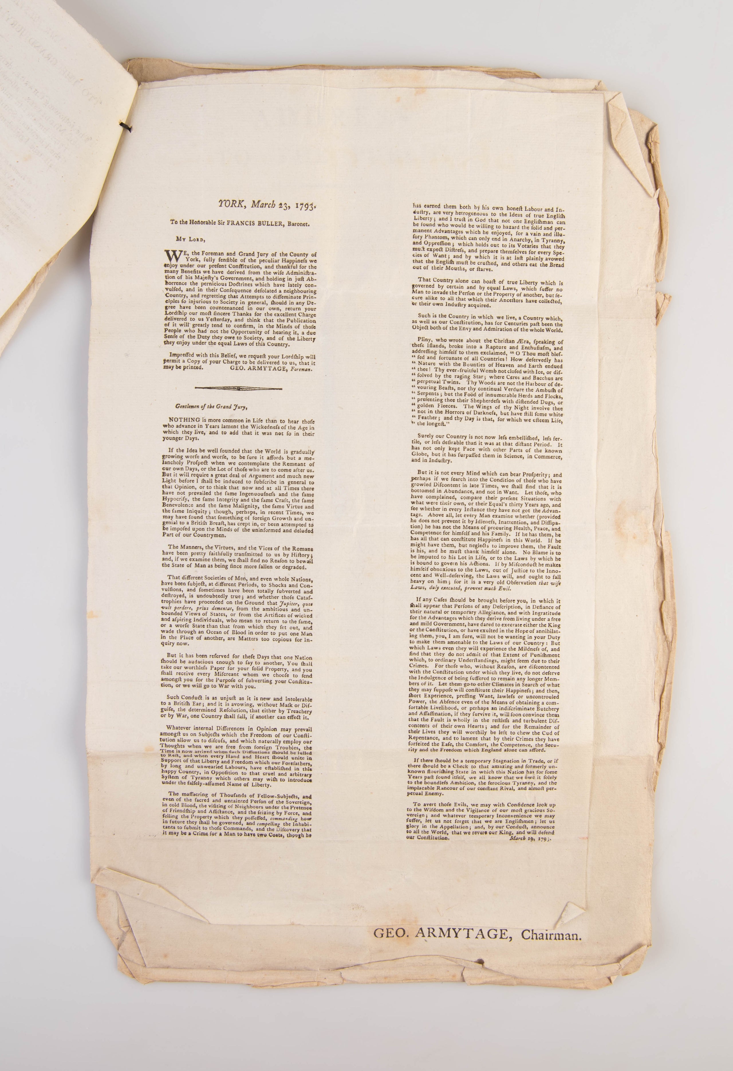 A collection of seven broadsides warning the inhabitants of Huddersfield in Yorkshire of the rising threat of revolution.