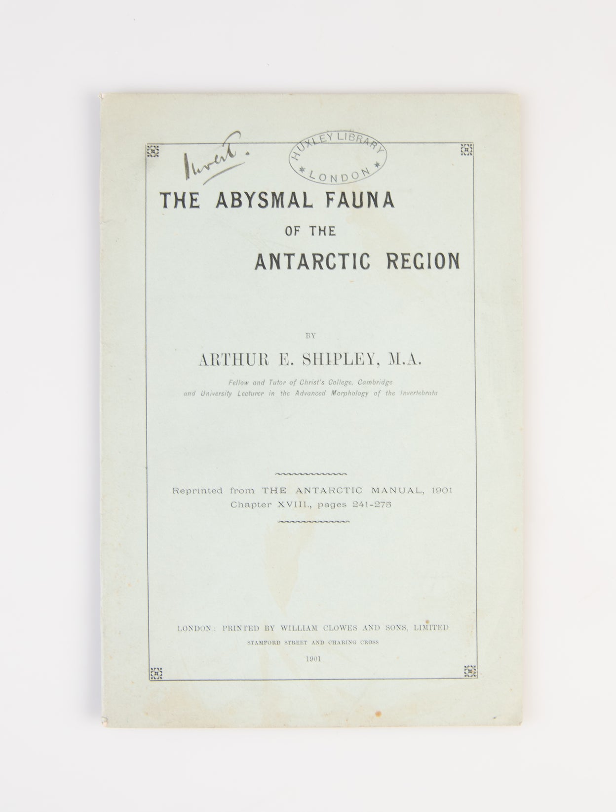 The Abysmal Fauna of the Antarctic Region.