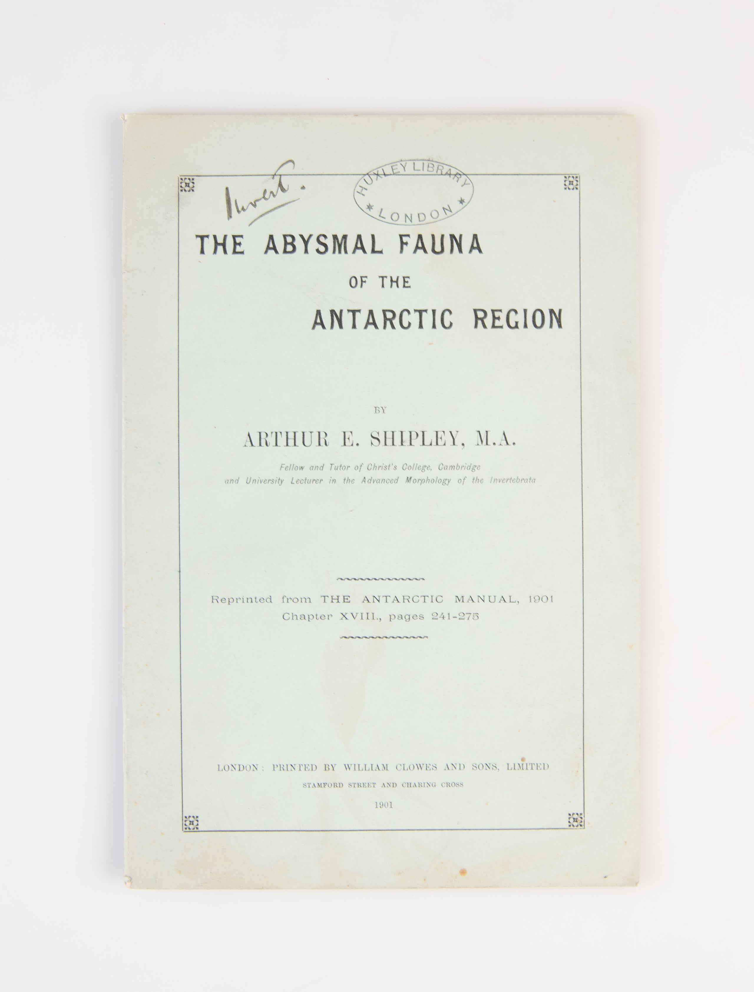 The Abysmal Fauna of the Antarctic Region.