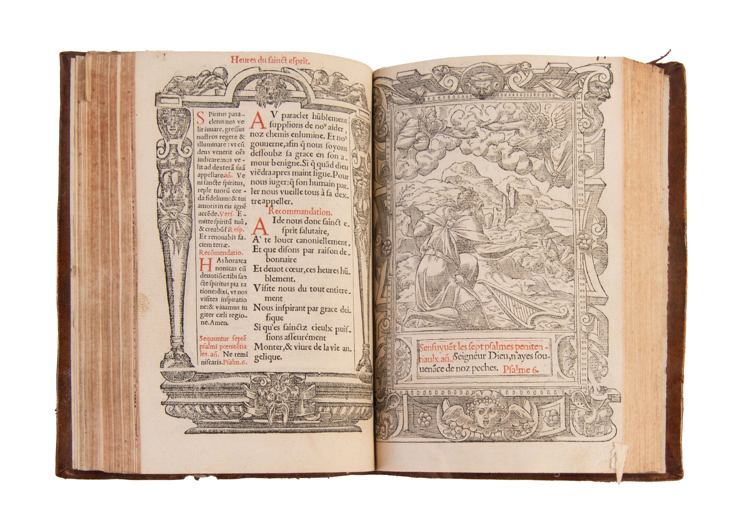 Heures en Francoys & Latin a l'usaige de Romme, corrigées & augmentées de plusieurs suffrages & oraisons. Avec figures nouvelles, appropriées chascune en son lieu.
Lyon, [Macé Bonhomme for] Guillaume Rouillé, 1549