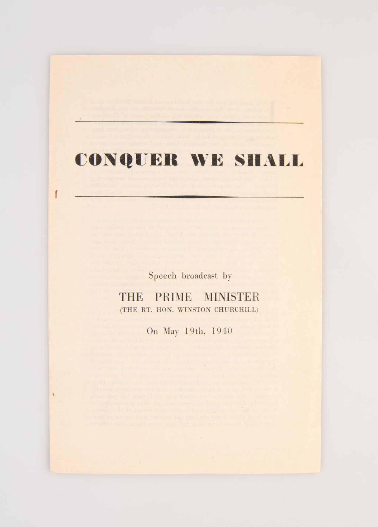 Conquer We Shall.