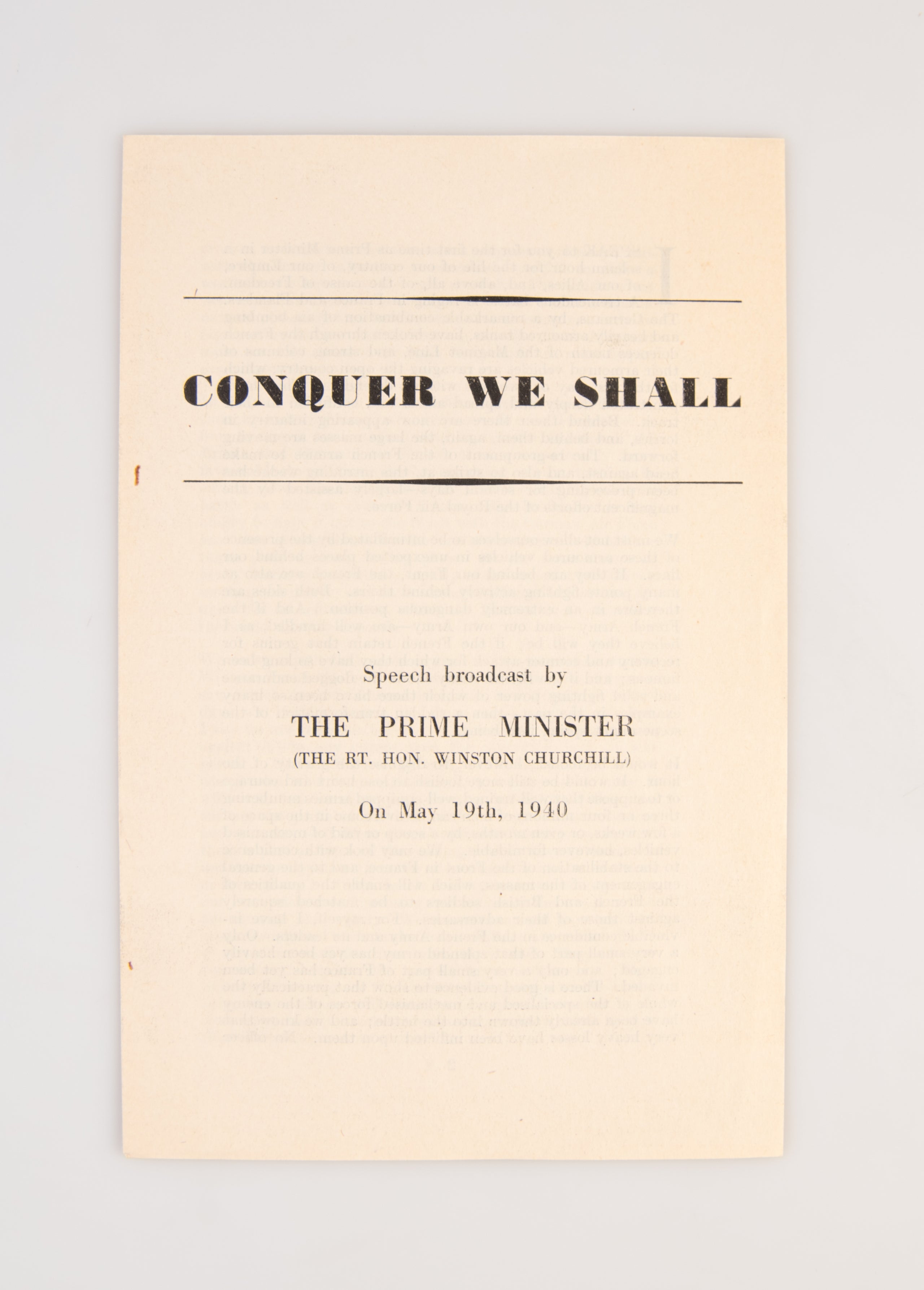 Conquer We Shall.
