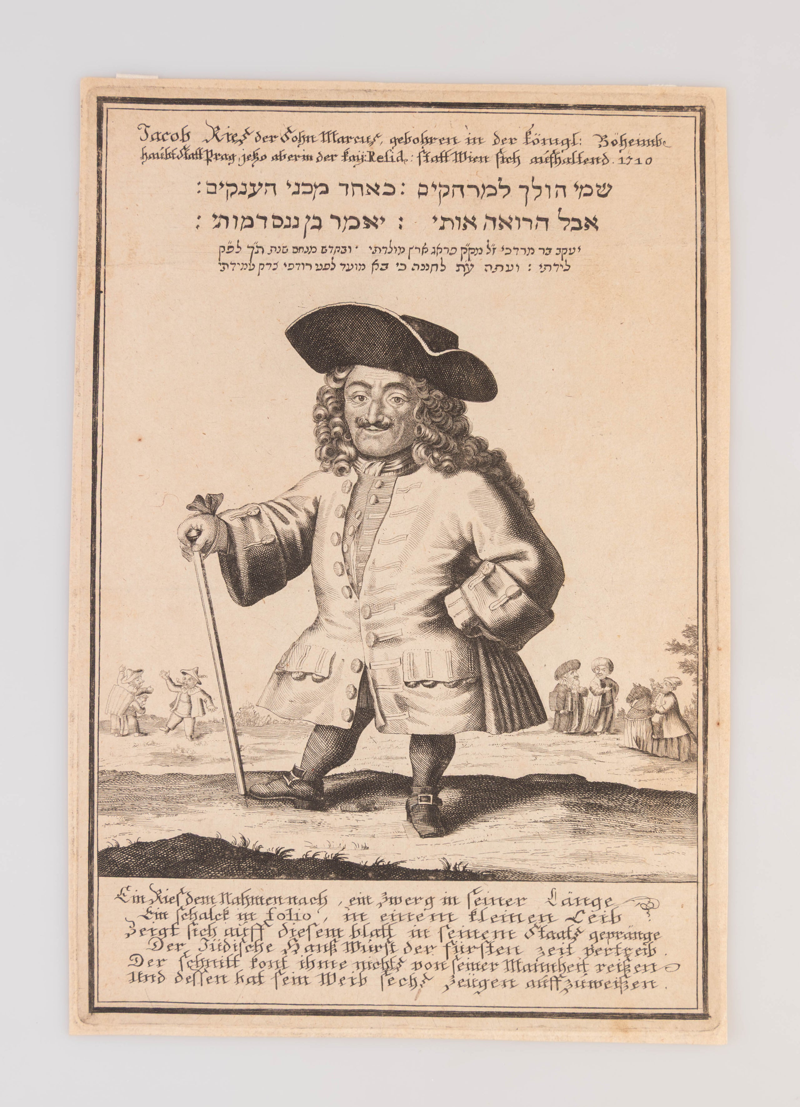 Jacob Ries der Sohn Marcus, gebohren in der königl. Bohemb. haubt statt Prag, jetzo aber in der kai Resid. statt Wien sich aufhaltend 1710.