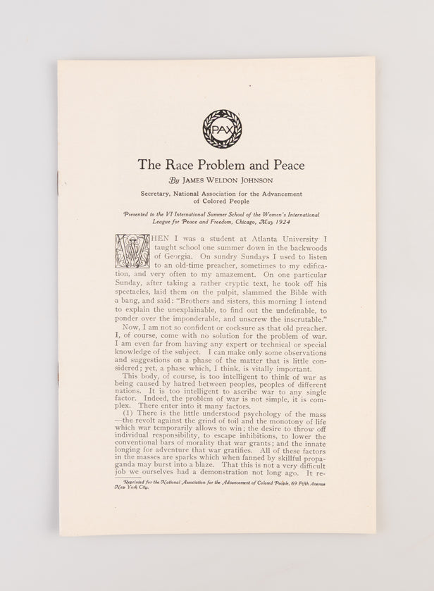 The Race Problem and Peace.