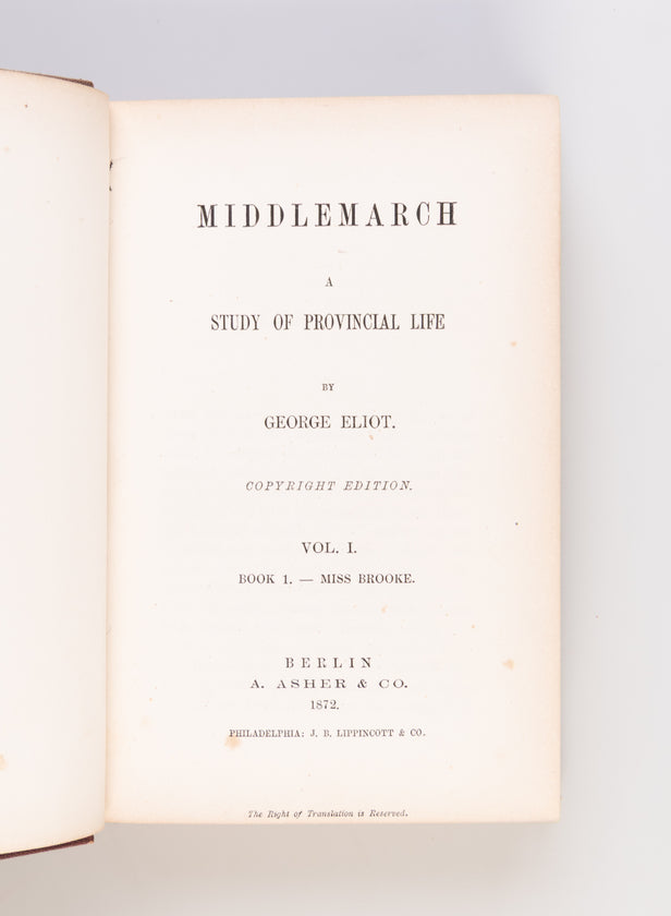 Middlemarch, a Study of Provincial Life.