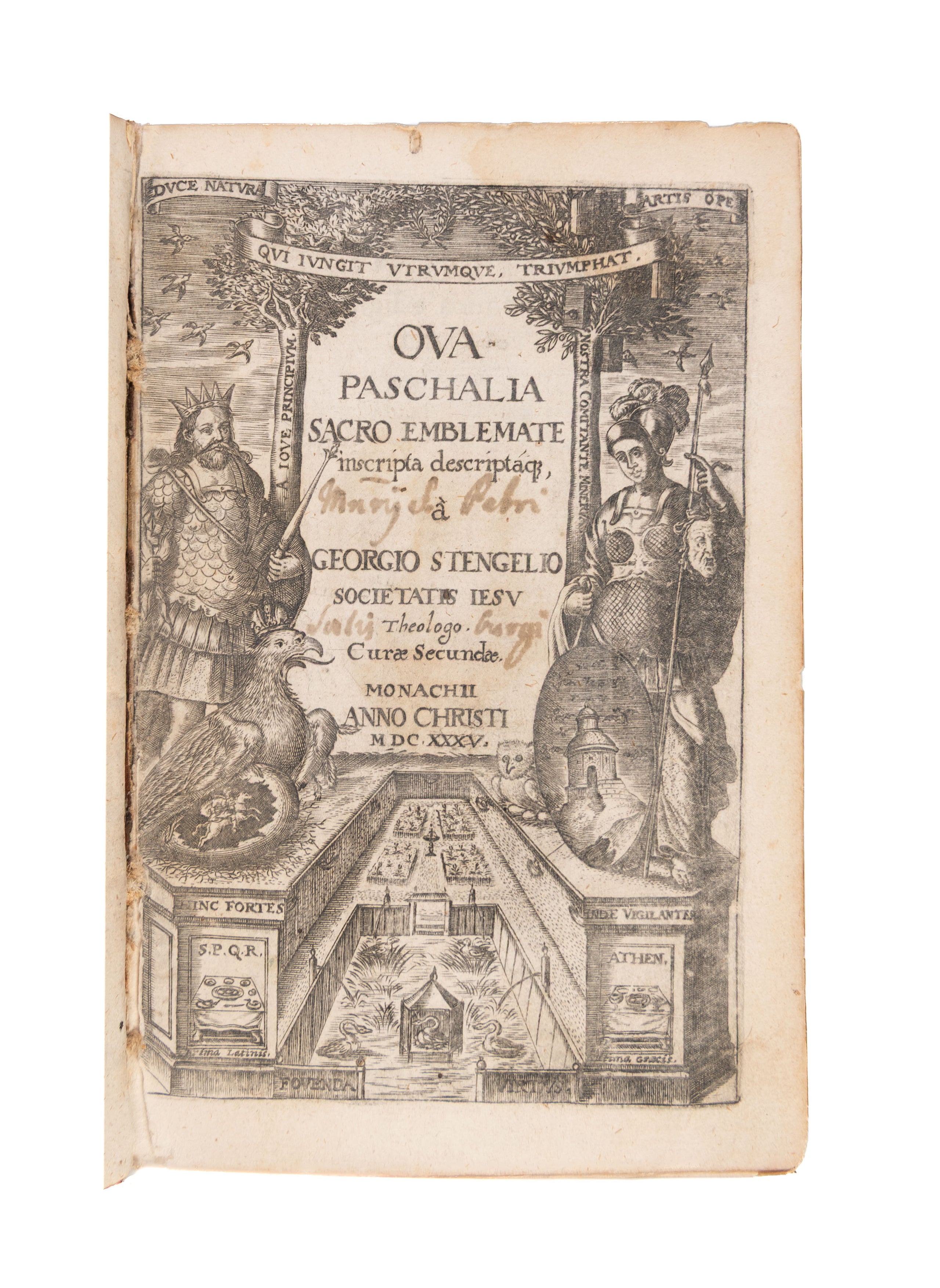 Ova Paschalia sacro emblemate inscripta descriptaque a Georgio Stengelio Societatis Iesu Theologo Curae Secundae.
Munich, (Nicolas Henricus), 1635