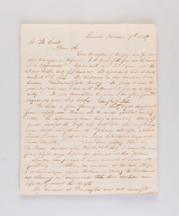 [Letter rejoicing that he had arrived in Liberia: 