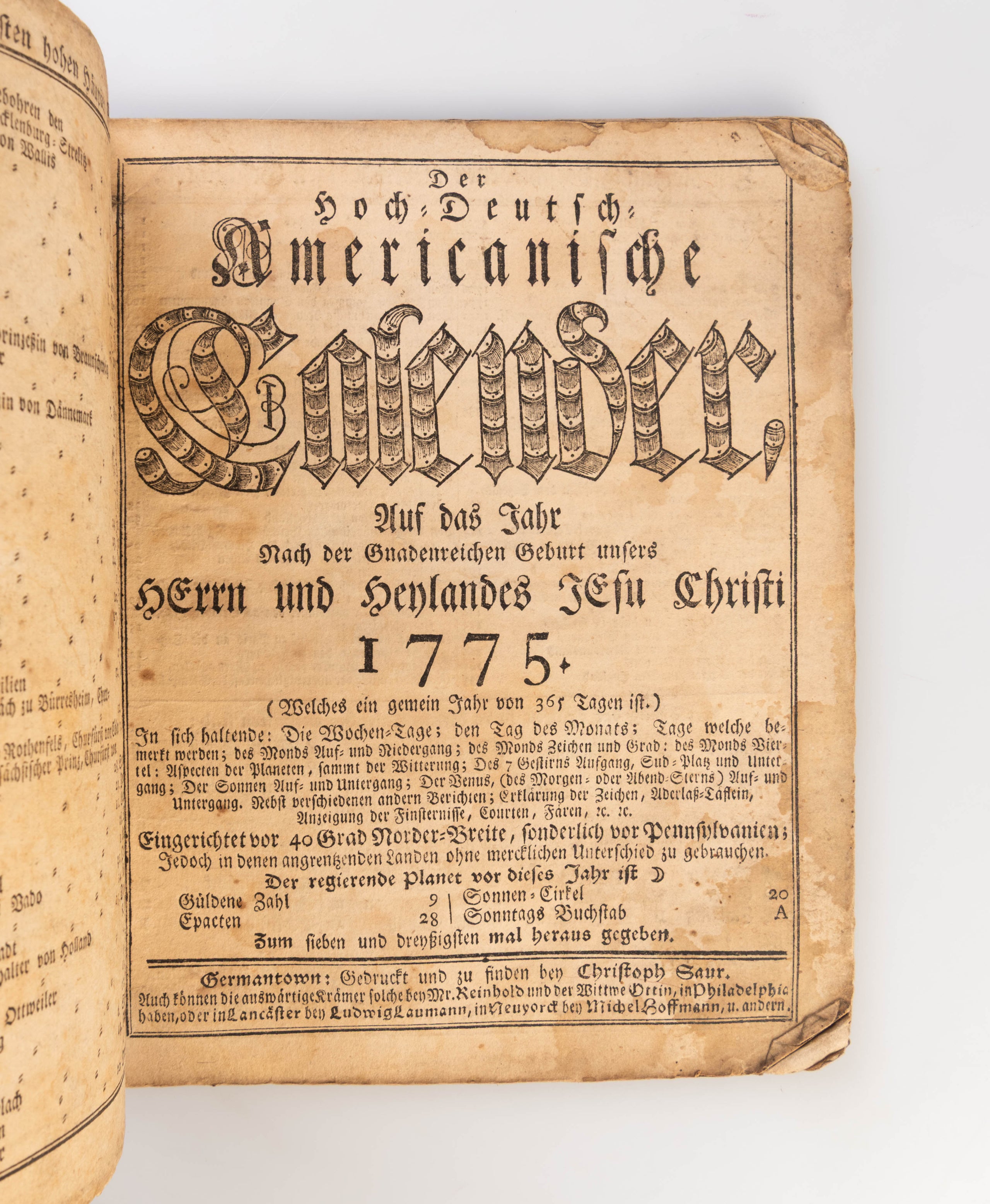 Der Hoch-Deutsch Americanische Calender ... 1775.