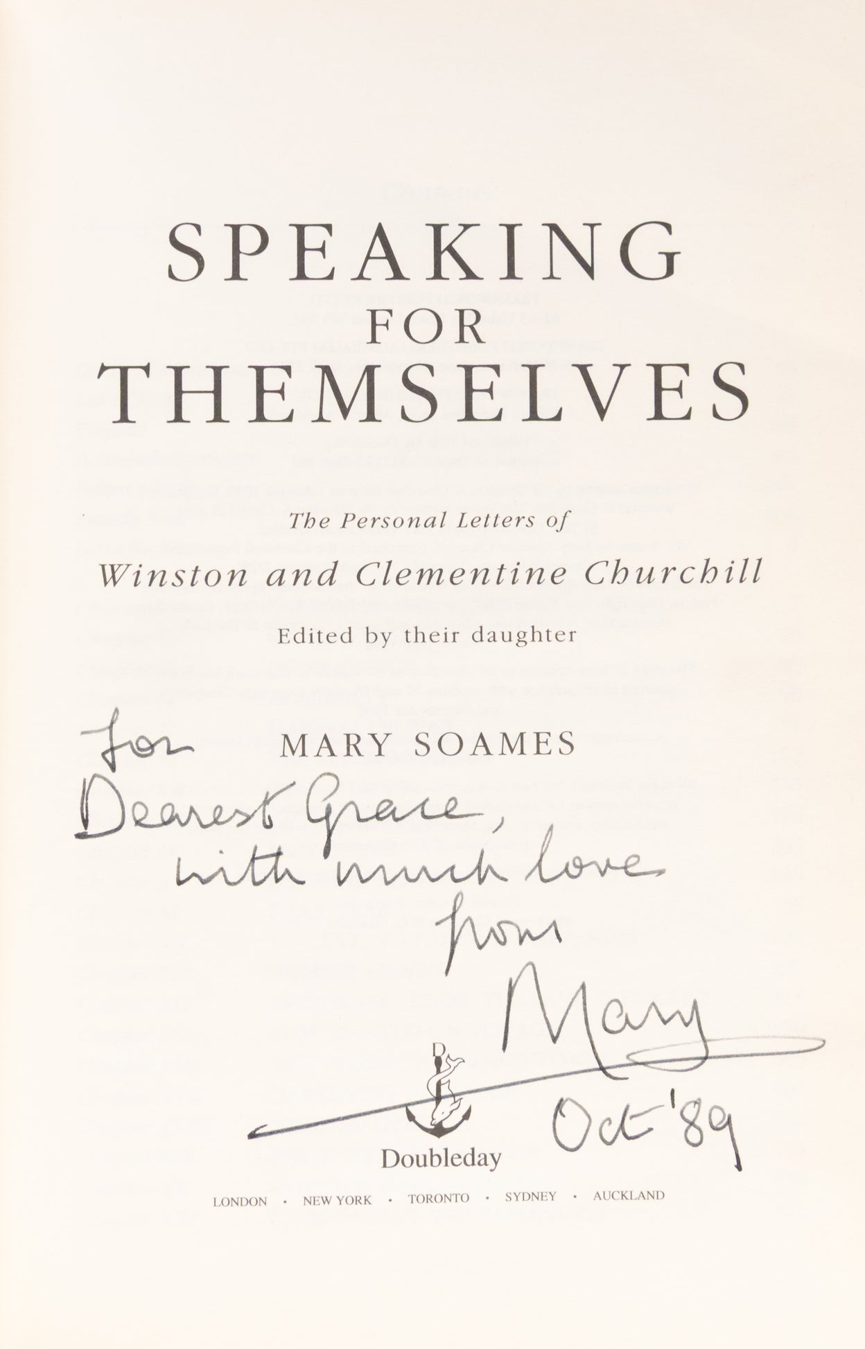 Speaking for Themselves: The Personal Letters of Winston and Clementine Churchill. Edited by their Daughter.