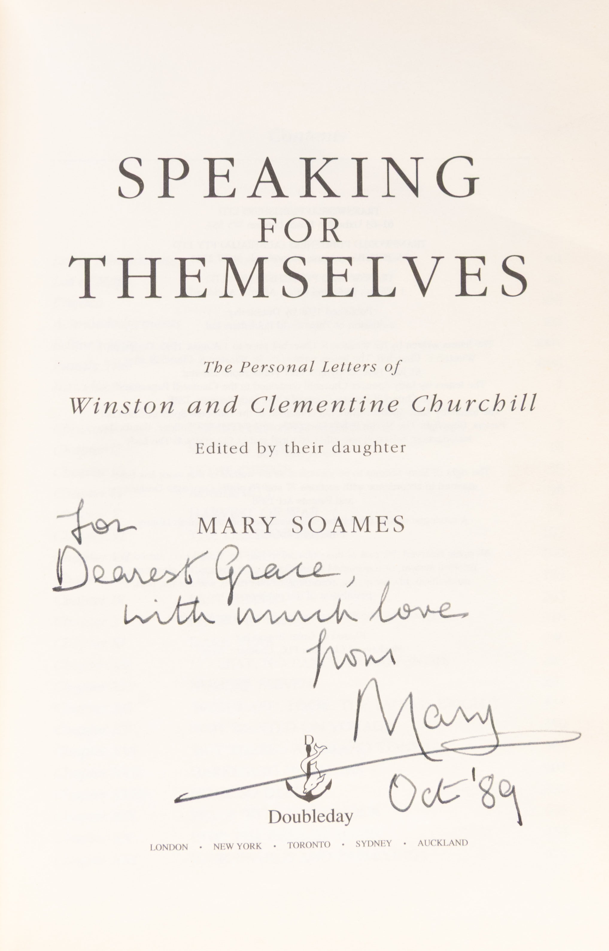 Speaking for Themselves: The Personal Letters of Winston and Clementine Churchill. Edited by their Daughter.