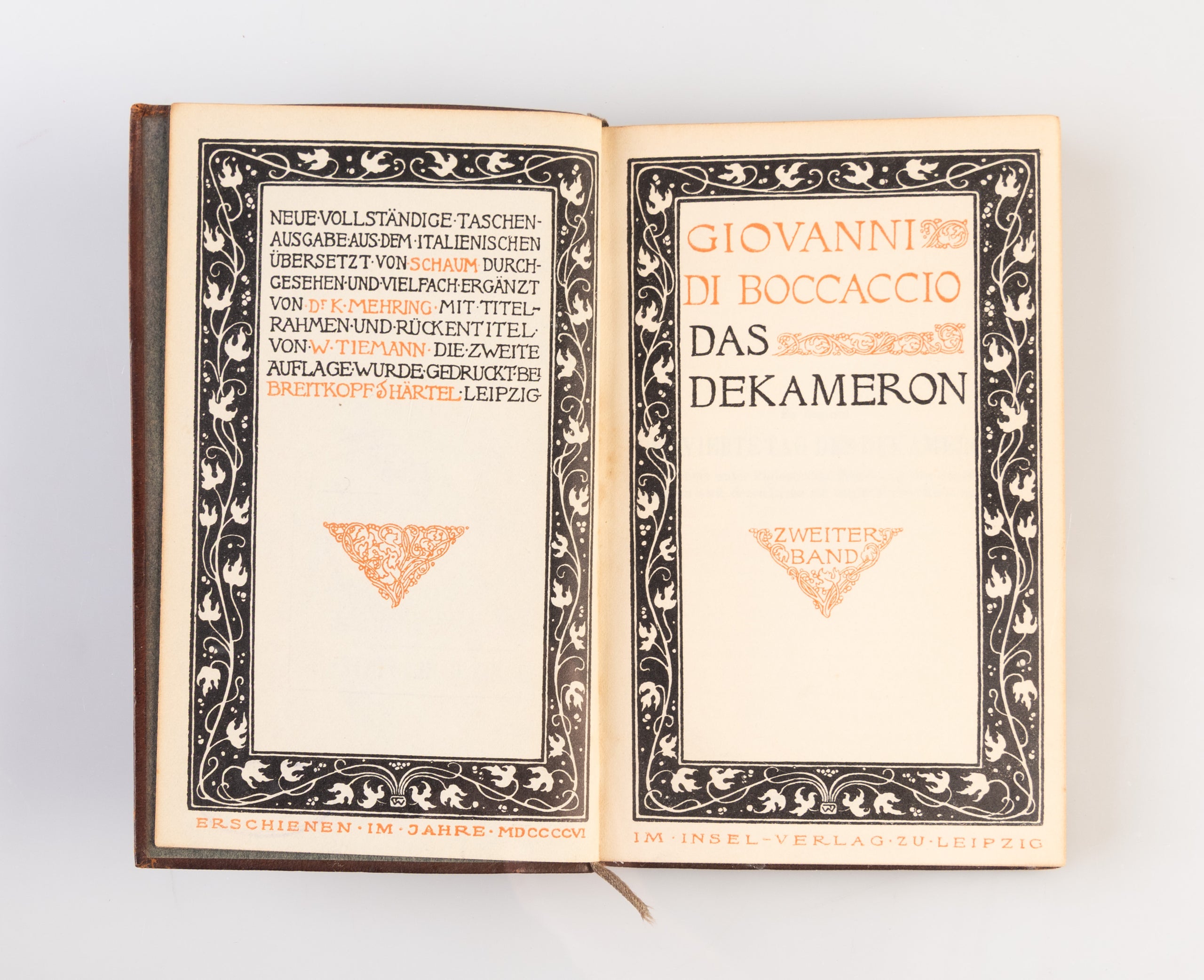 [Original Walter Tiemann lettering for Das Dekameron]