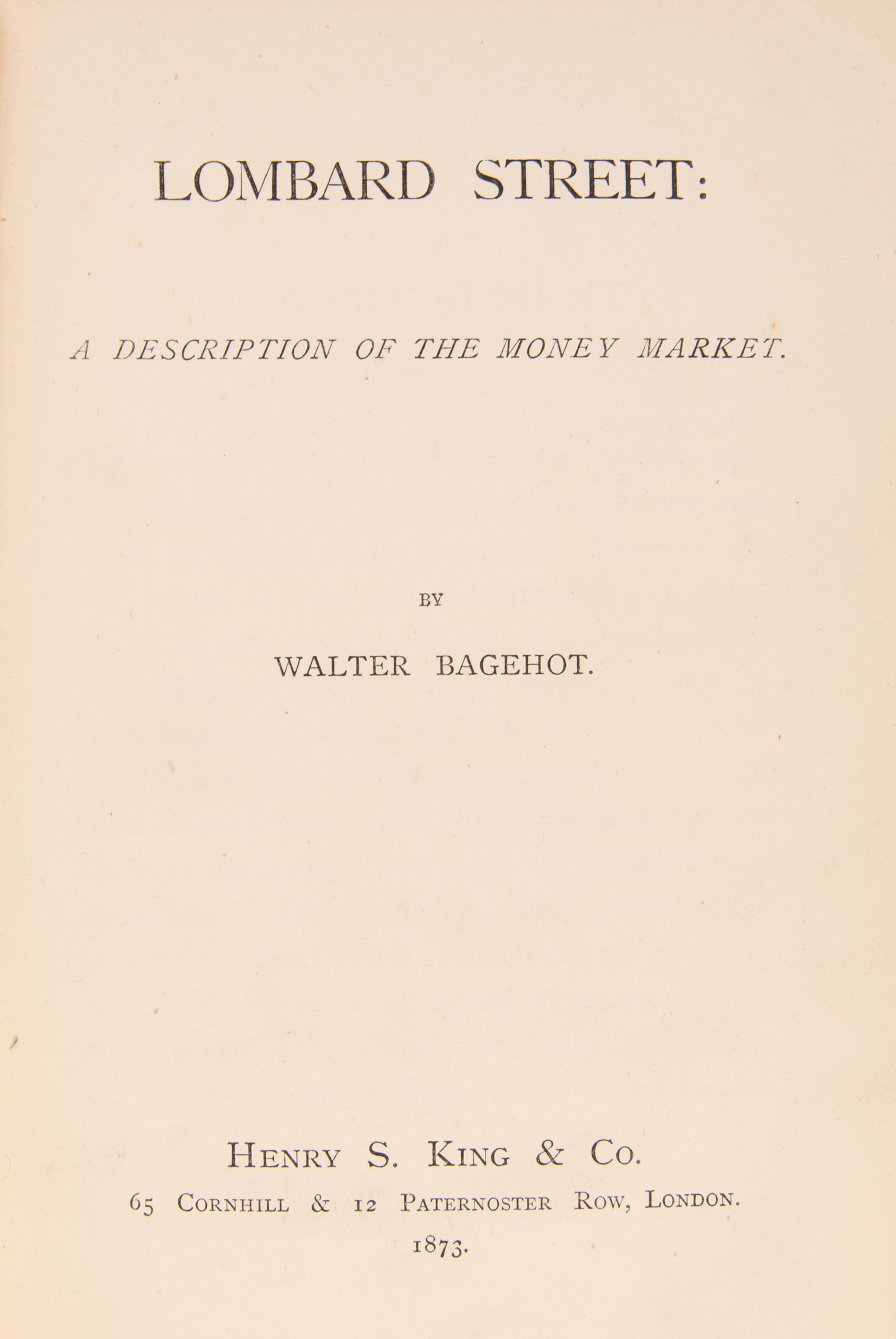 Lombard Street: A Description of the Money Market.