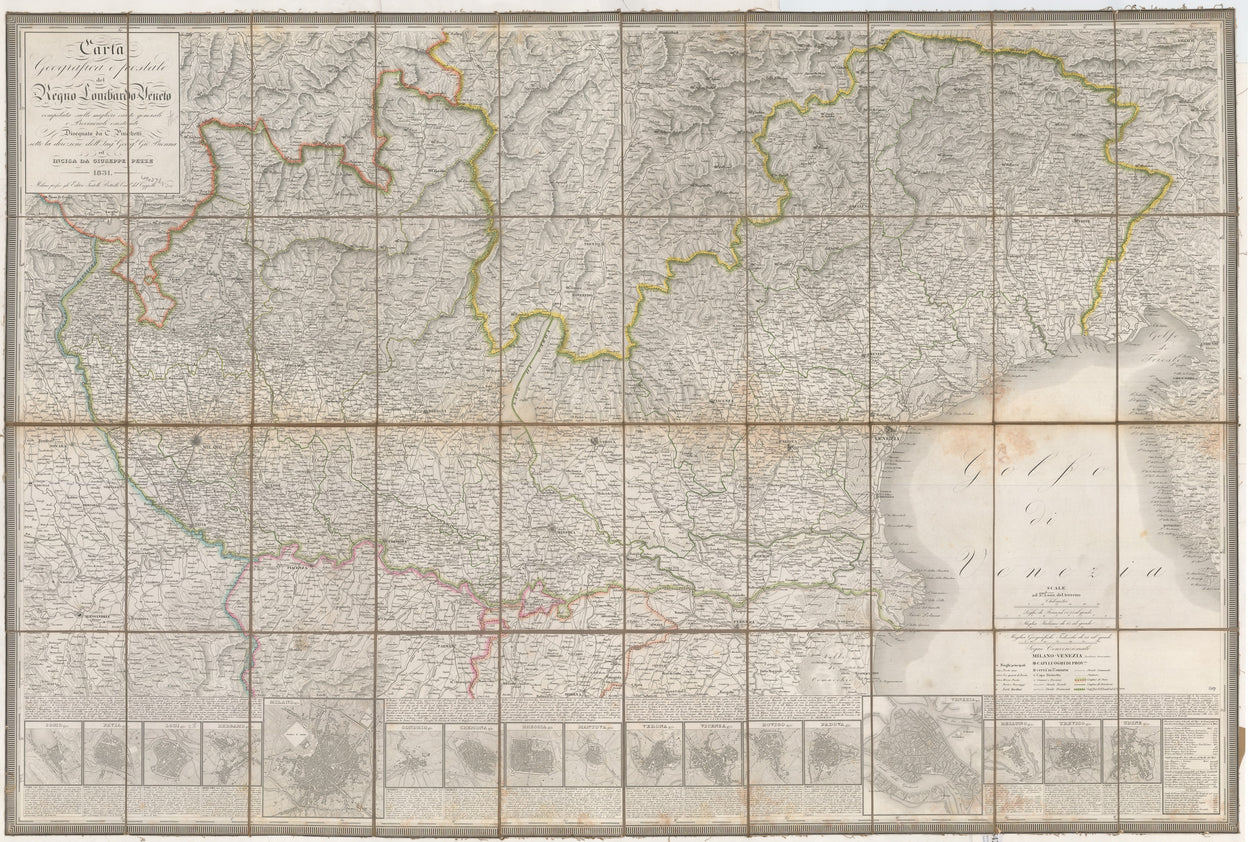 Carta geografica e postale del regno Lombardo-Veneto disegnata compilata sulle Migliori carte generali e Provinciali esistenti ... 1831