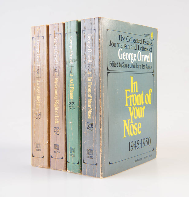 The Collected Essays, Journalism and Letters of George Orwell. Volume I: An Age Like This, 1920-1940; Volume II: My Country Right or Left, 1940-1943; Volume III: As I Please, 1943-1945; Volume IV: In Front of Your Nose, 1945-1950.