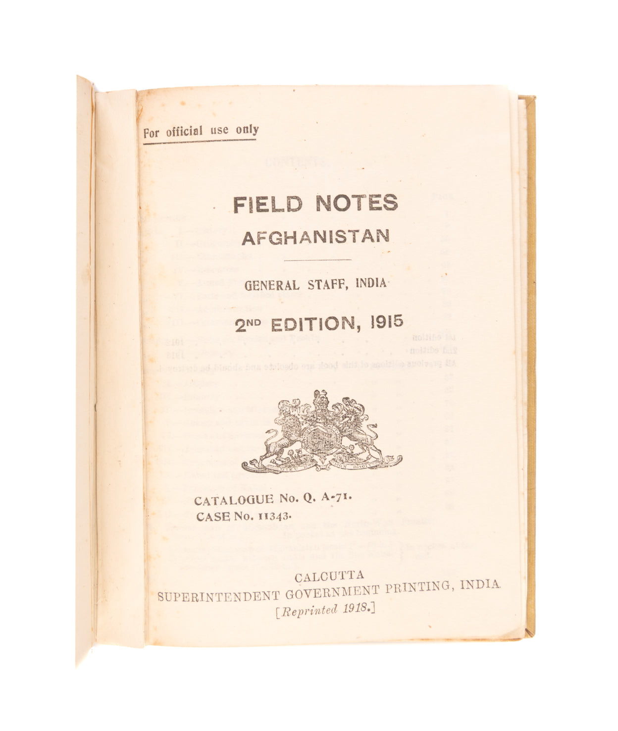 Field Notes Afghanistan.