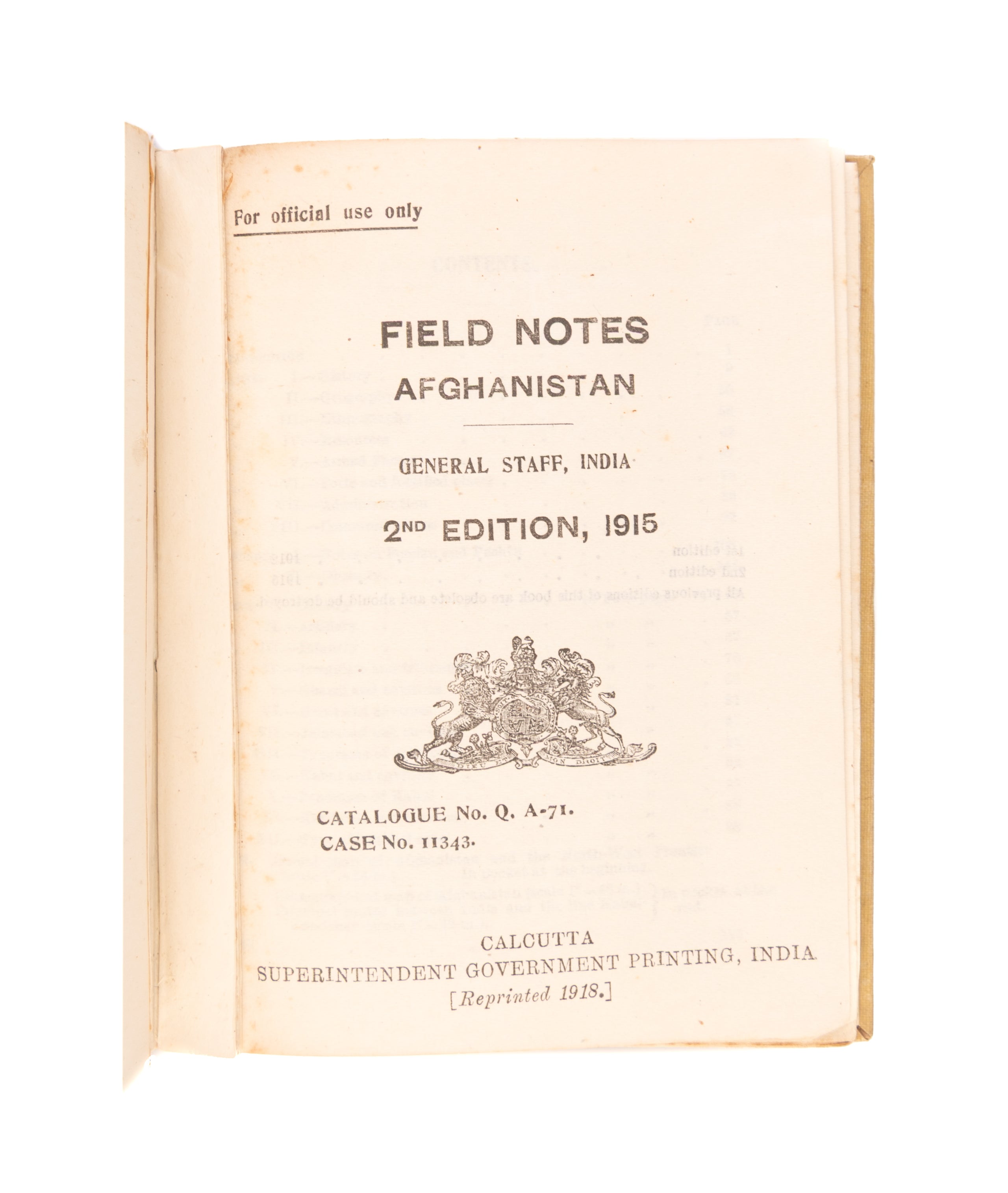Field Notes Afghanistan.