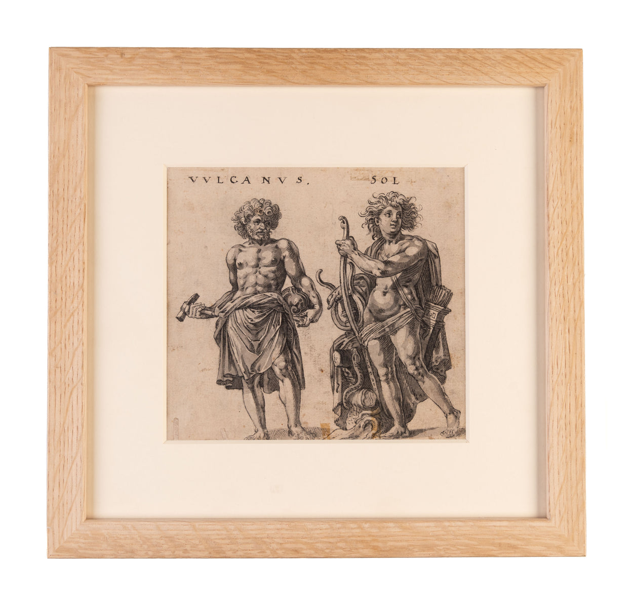 [Original pen and ink drawings] Four Olympian Gods after frescoes by Polidoro da Caravaggio.