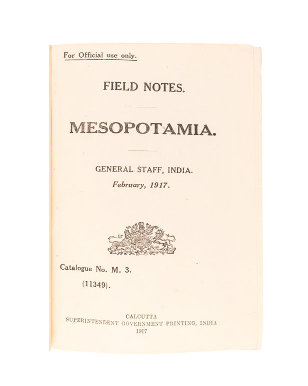 Field Notes. Mesopotamia. February, 1917. Catalogue No. M.3. (11349).