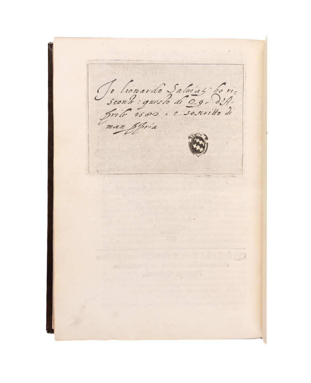 Il Decameron di messer Giovanni Boccacci, cittadini fiorentino, Di nuovo ristampato, e riscontrato in Firenze con testi antichi, & alla sua vera lezione ridotto dal Cavalier Lionardo Salviati