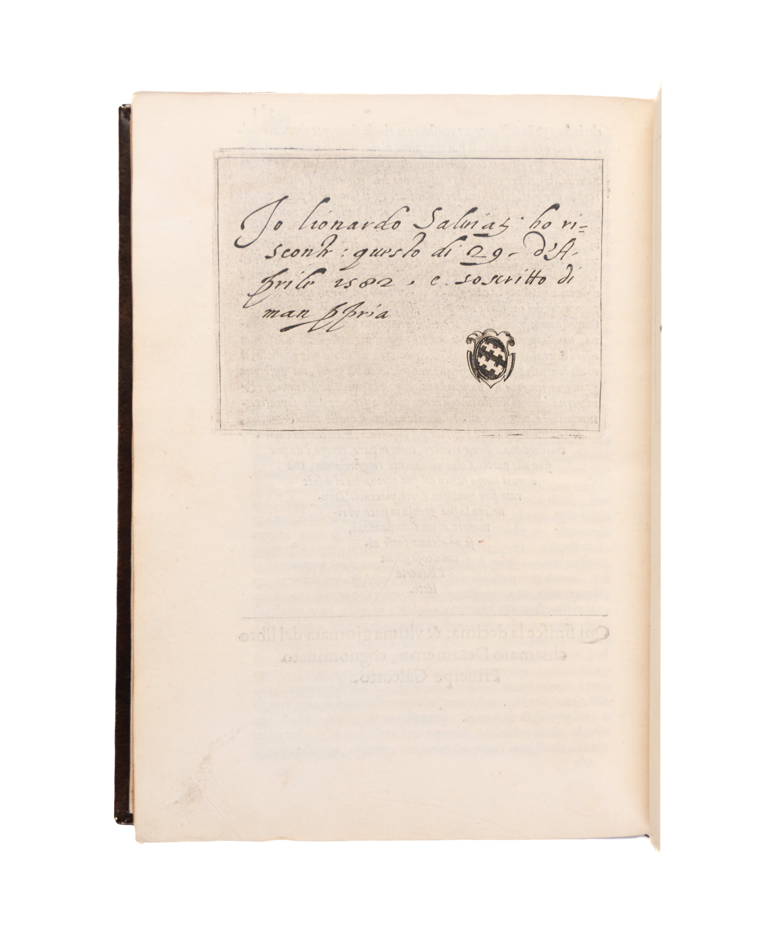 Il Decameron di messer Giovanni Boccacci, cittadini fiorentino, Di nuovo ristampato, e riscontrato in Firenze con testi antichi, & alla sua vera lezione ridotto dal Cavalier Lionardo Salviati