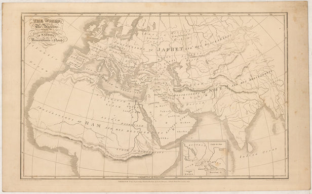 The world as known to the Ancients, shewing the dispersion and settling of Nations by the descendants of Noah