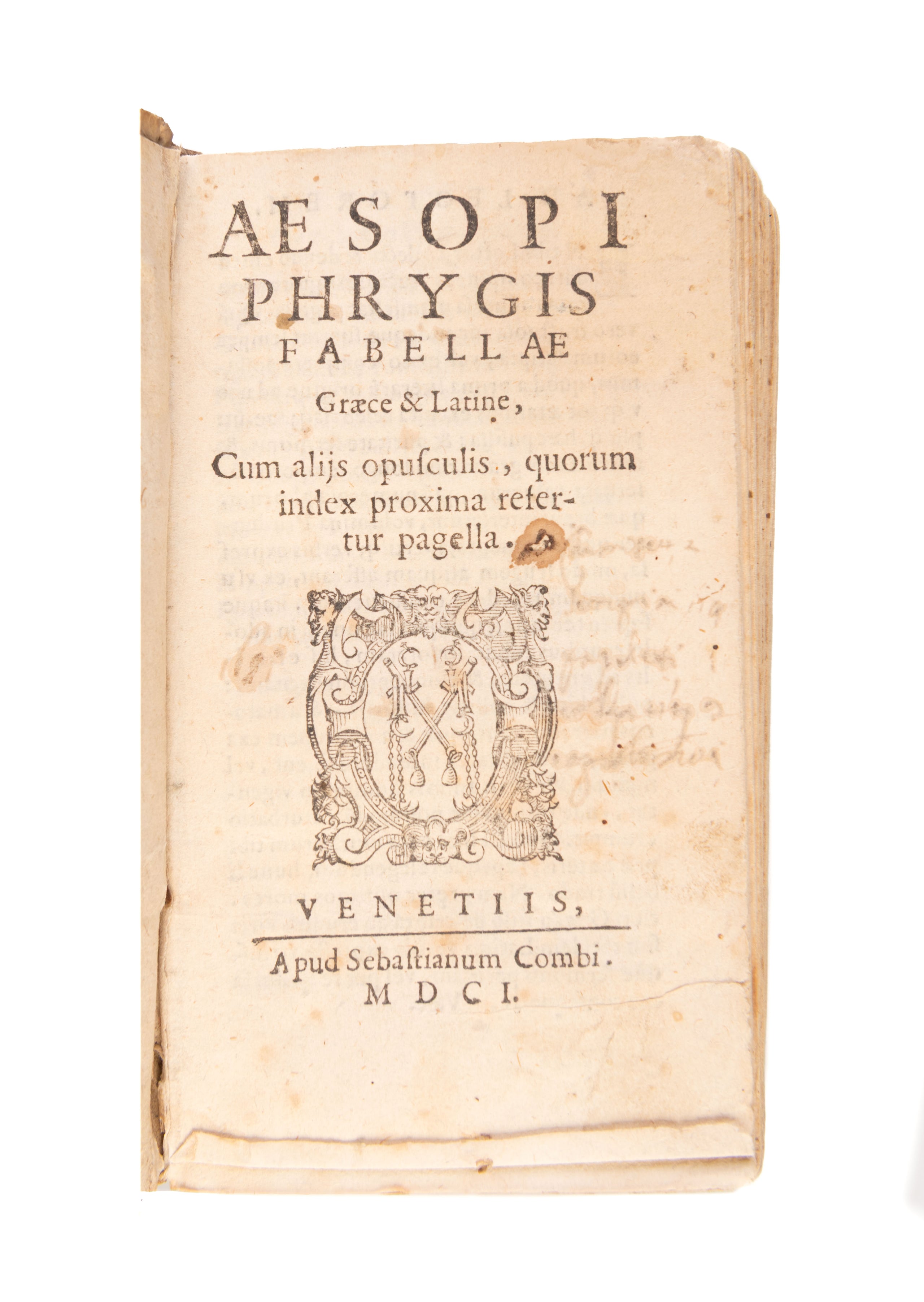 Aesopi Phrygis Fabellae Graece & Latine...