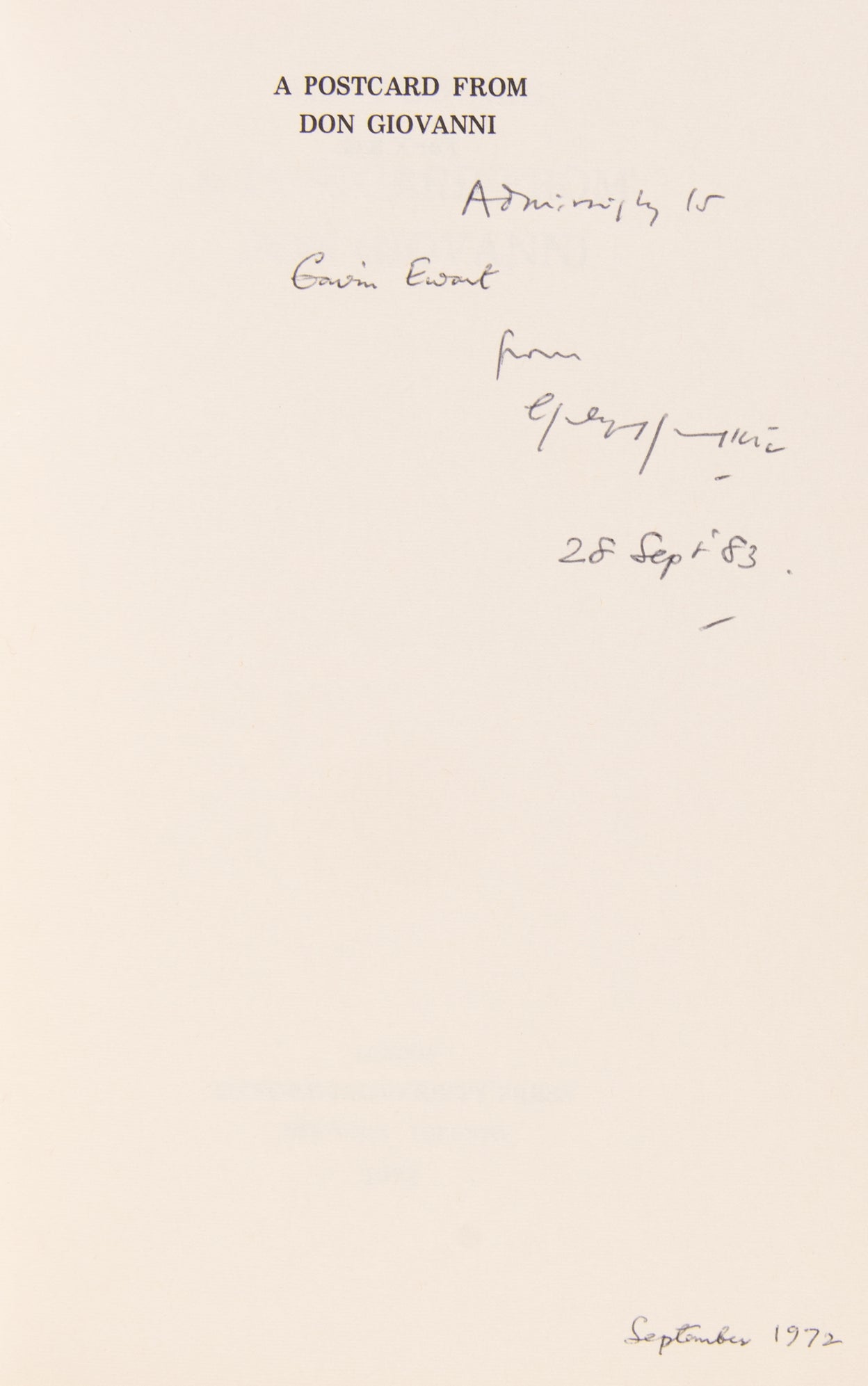 A Postcard from Don Giovanni.