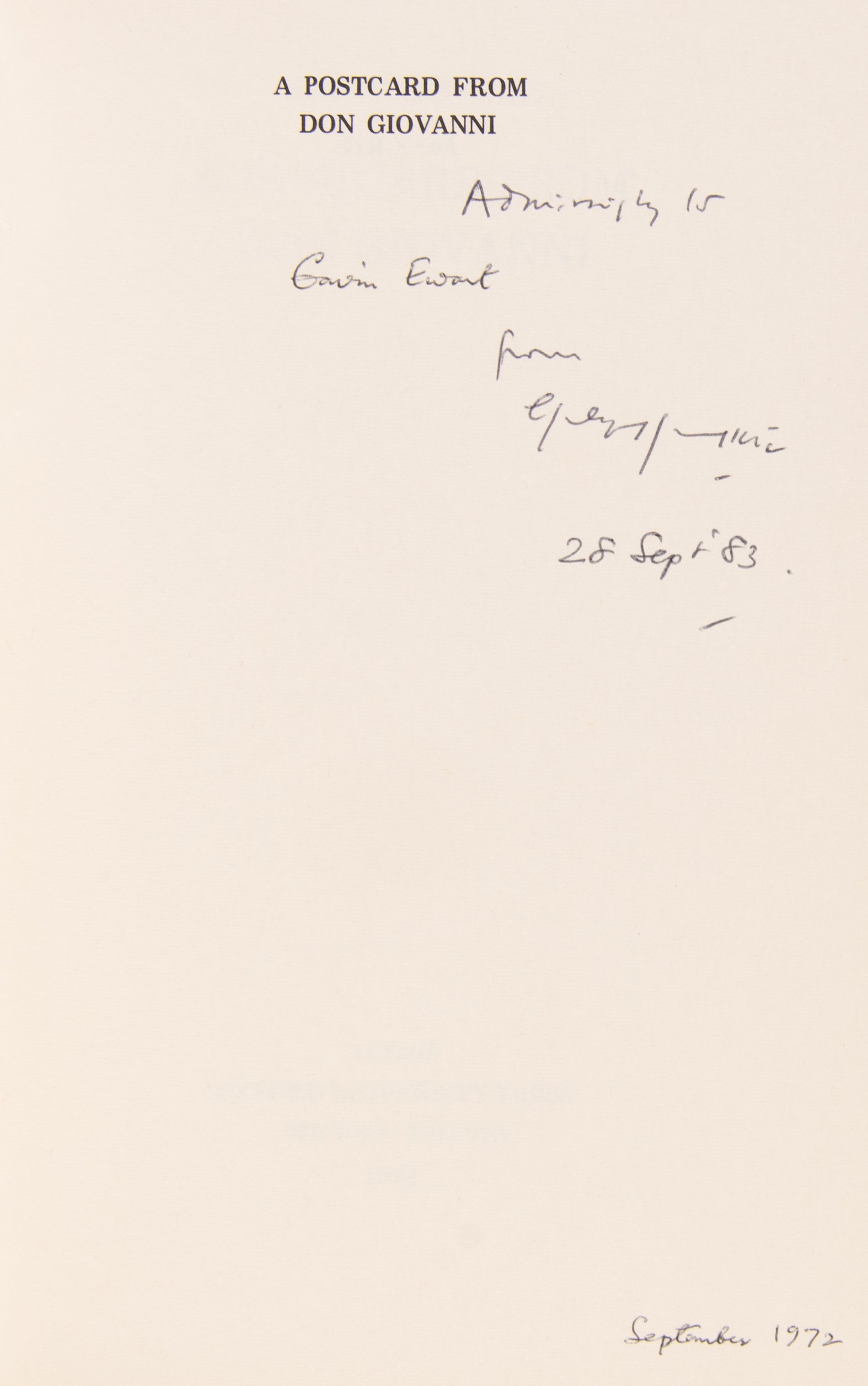 A Postcard from Don Giovanni.