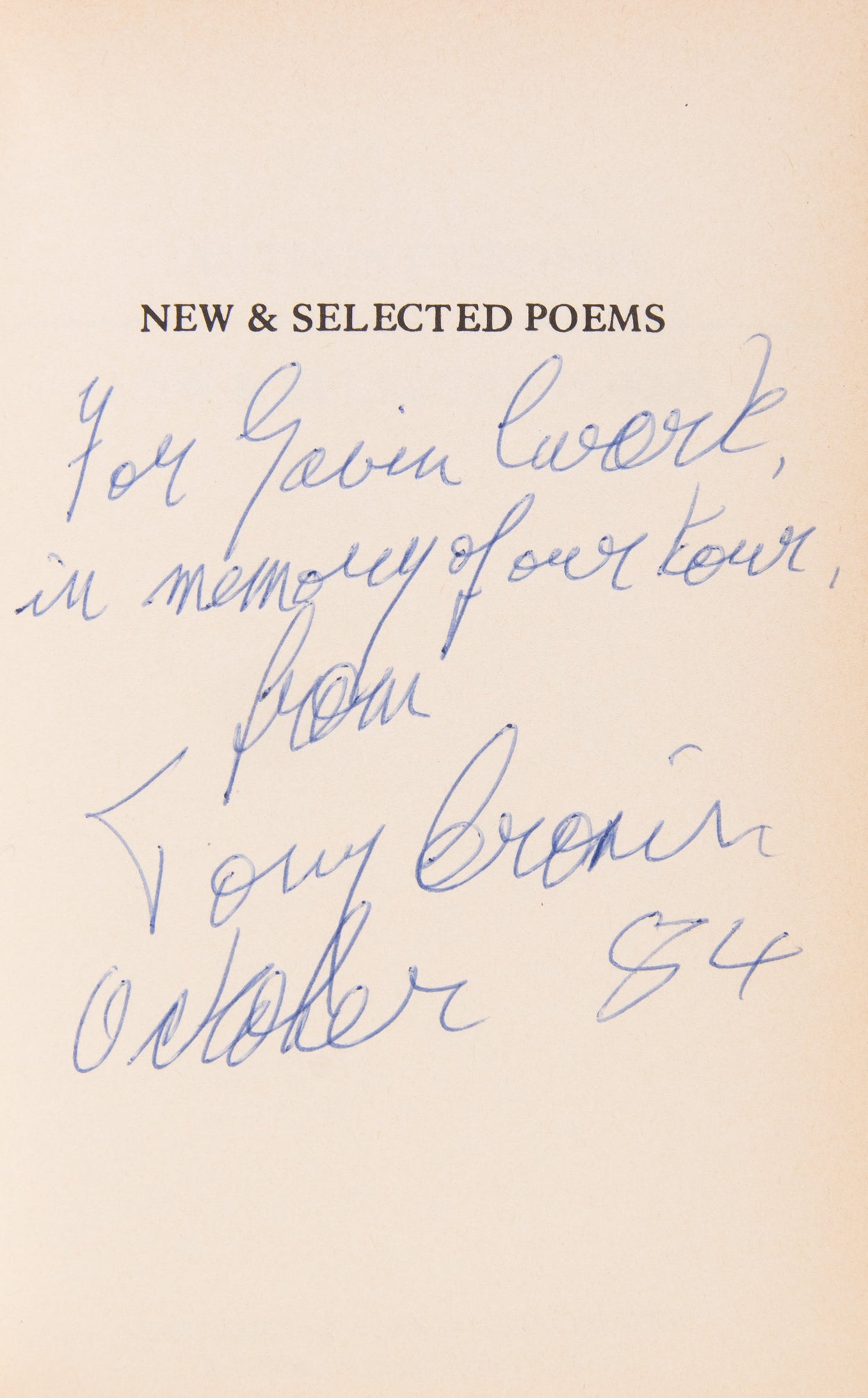 New & Selected Poems.