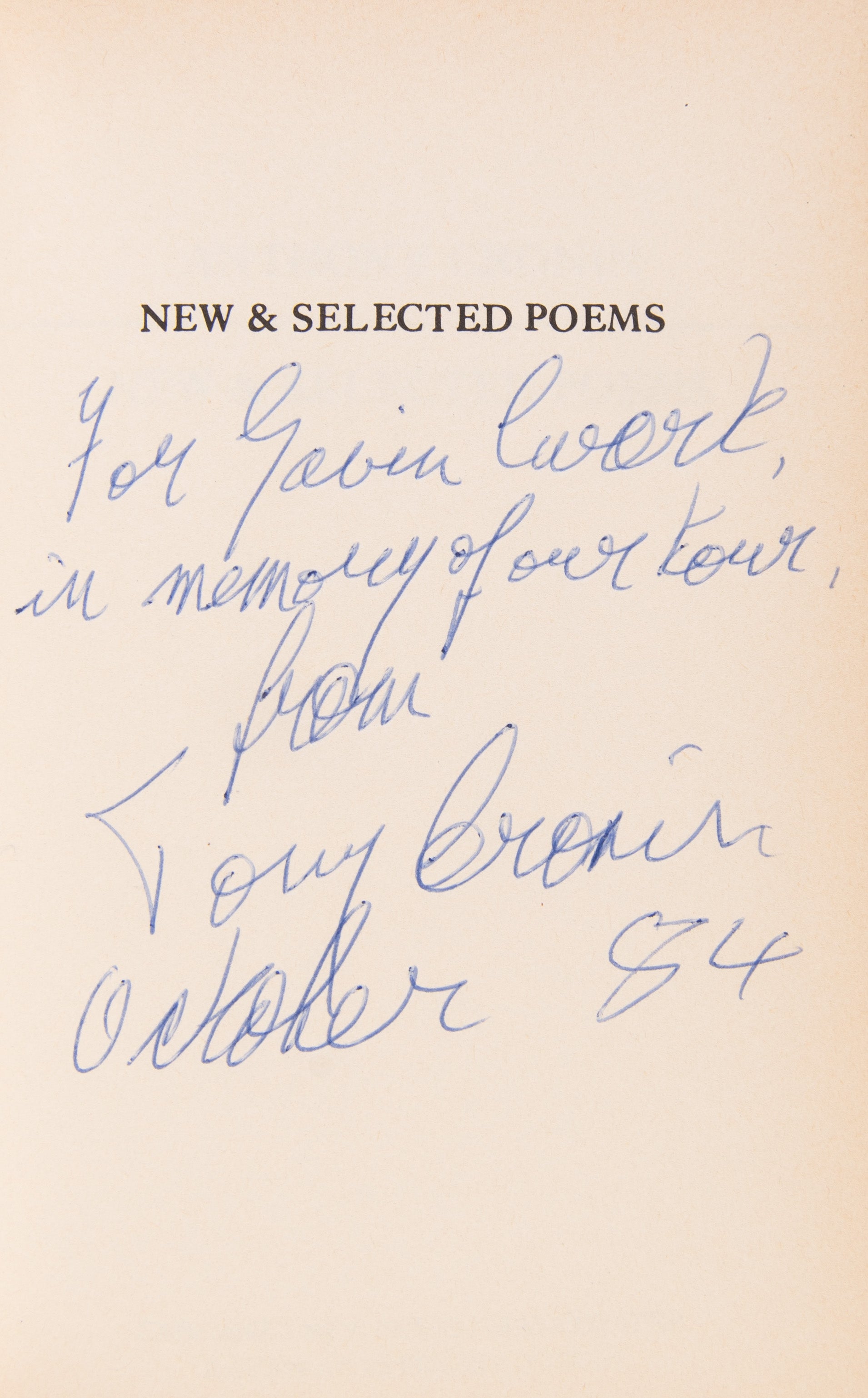 New & Selected Poems.