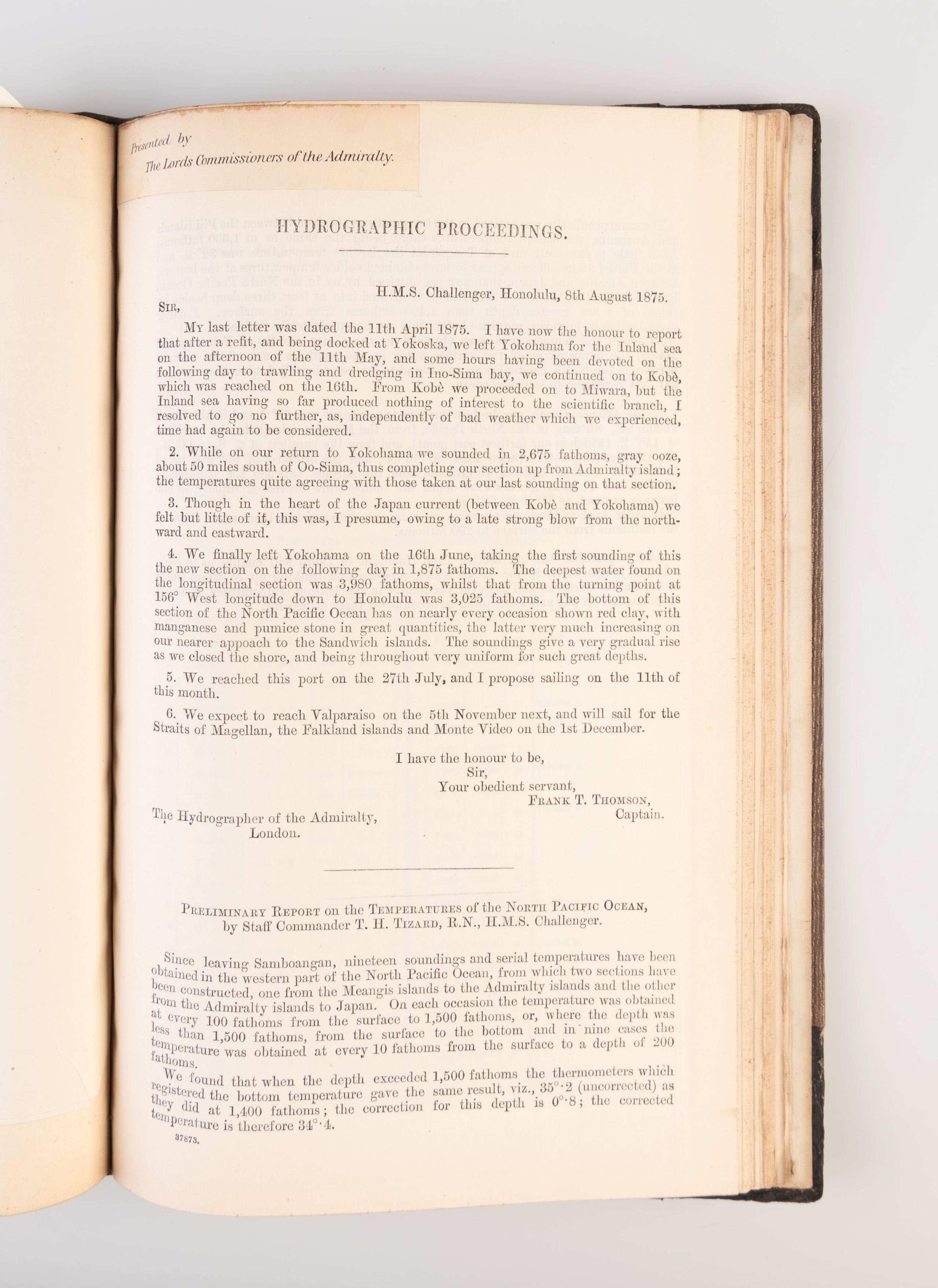Extracts from the Reports of Capt. Nares. HMS Challenger.