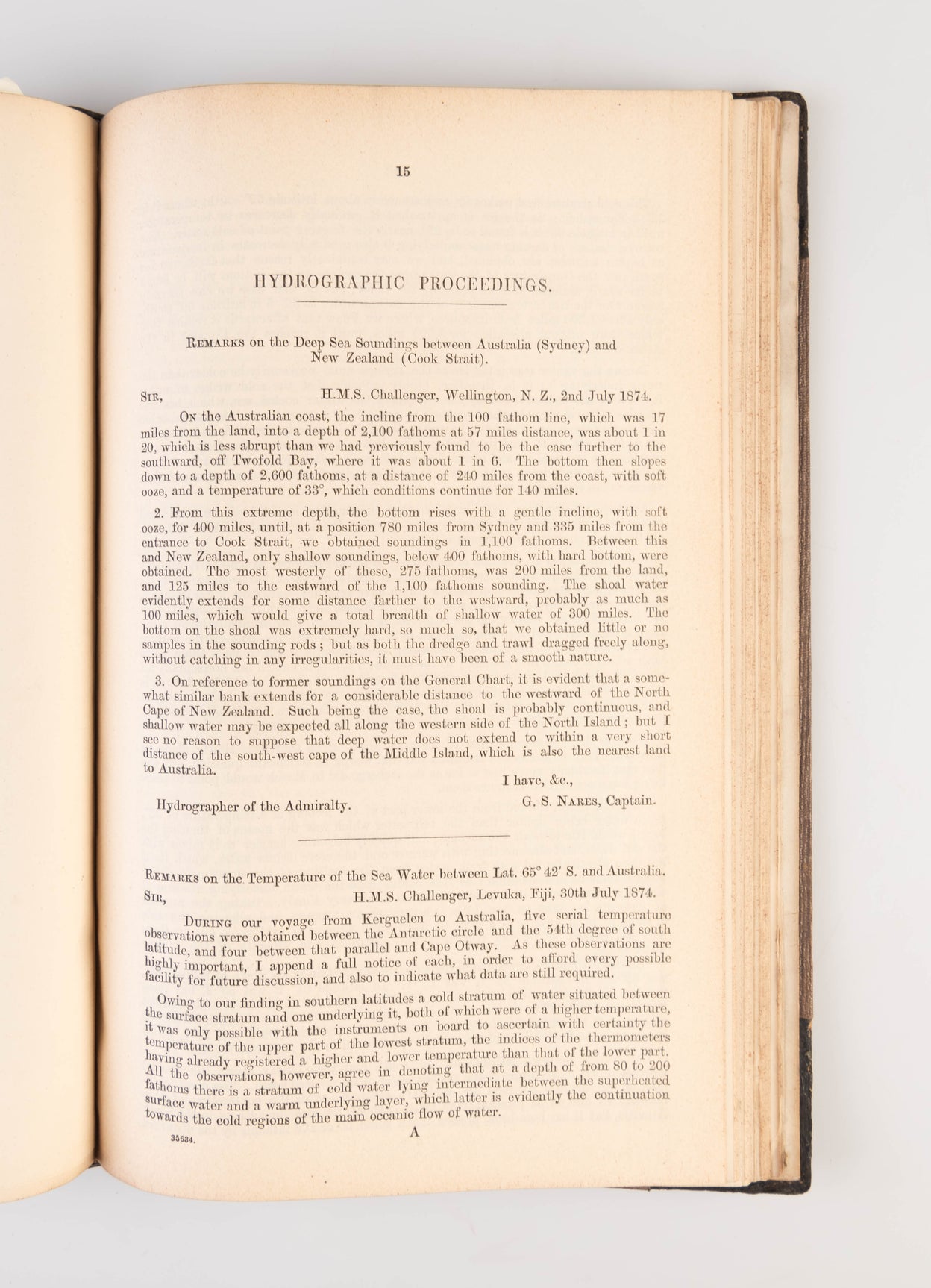 Extracts from the Reports of Capt. Nares. HMS Challenger.