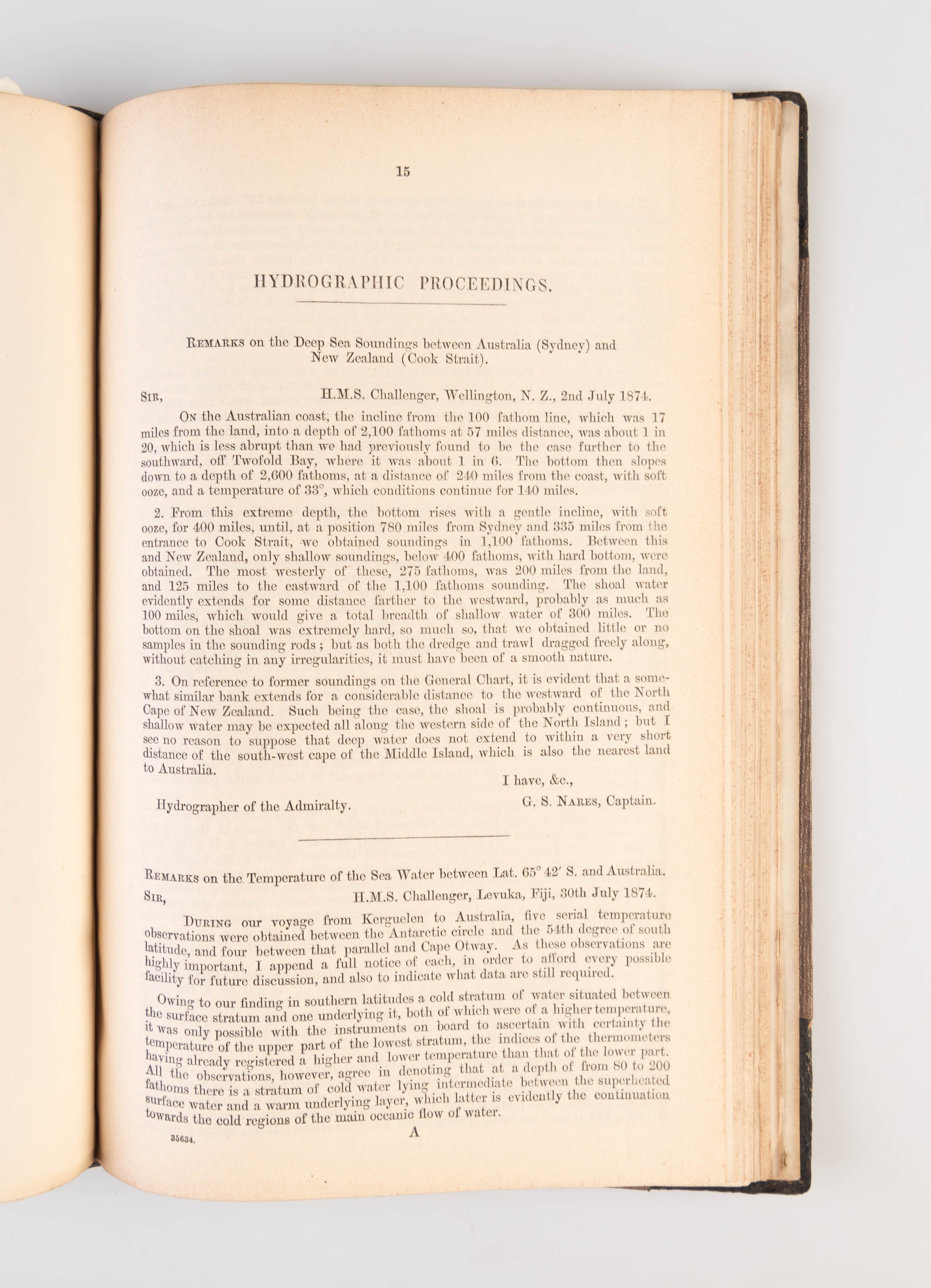 Extracts from the Reports of Capt. Nares. HMS Challenger.