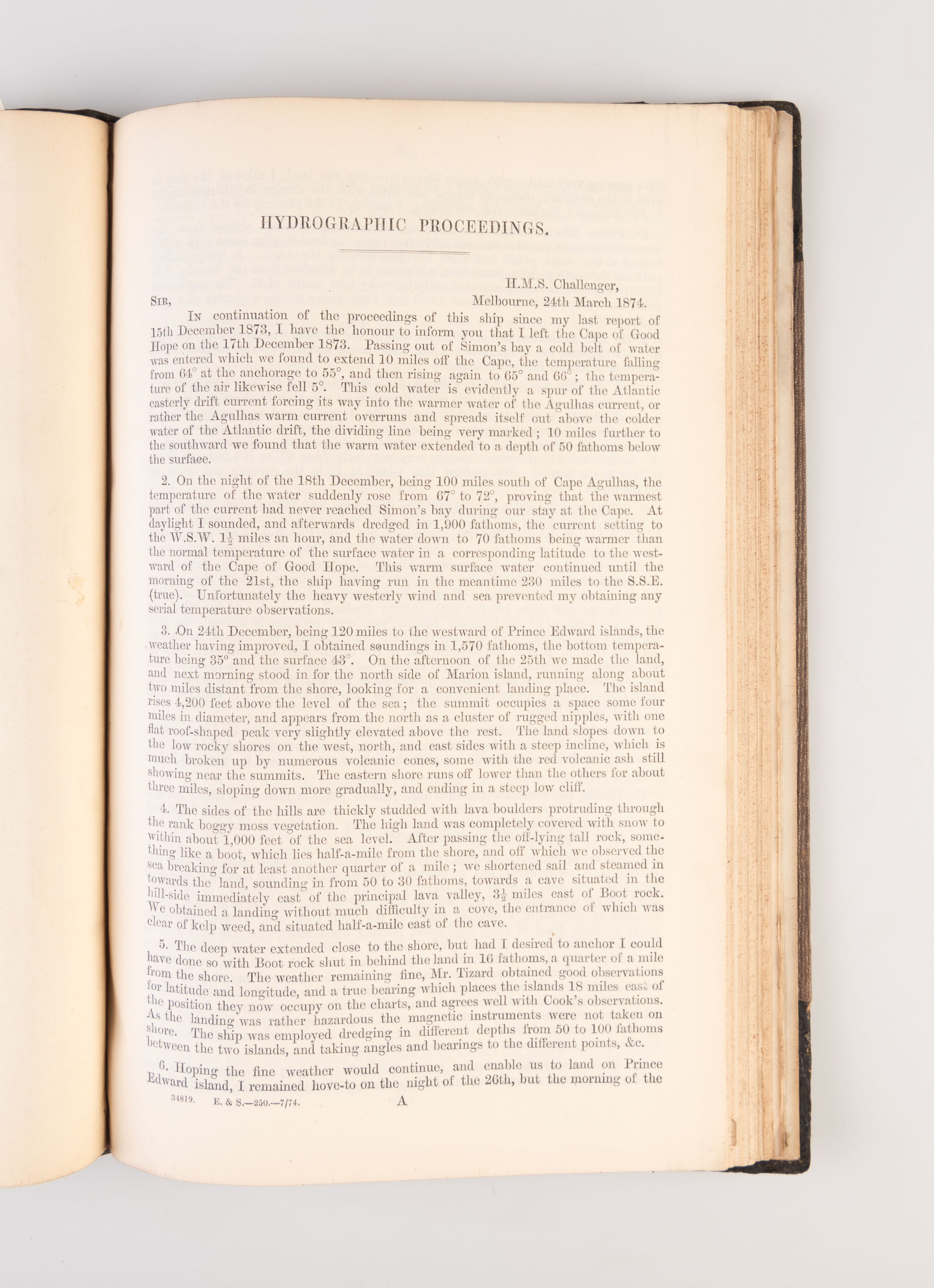 Extracts from the Reports of Capt. Nares. HMS Challenger.