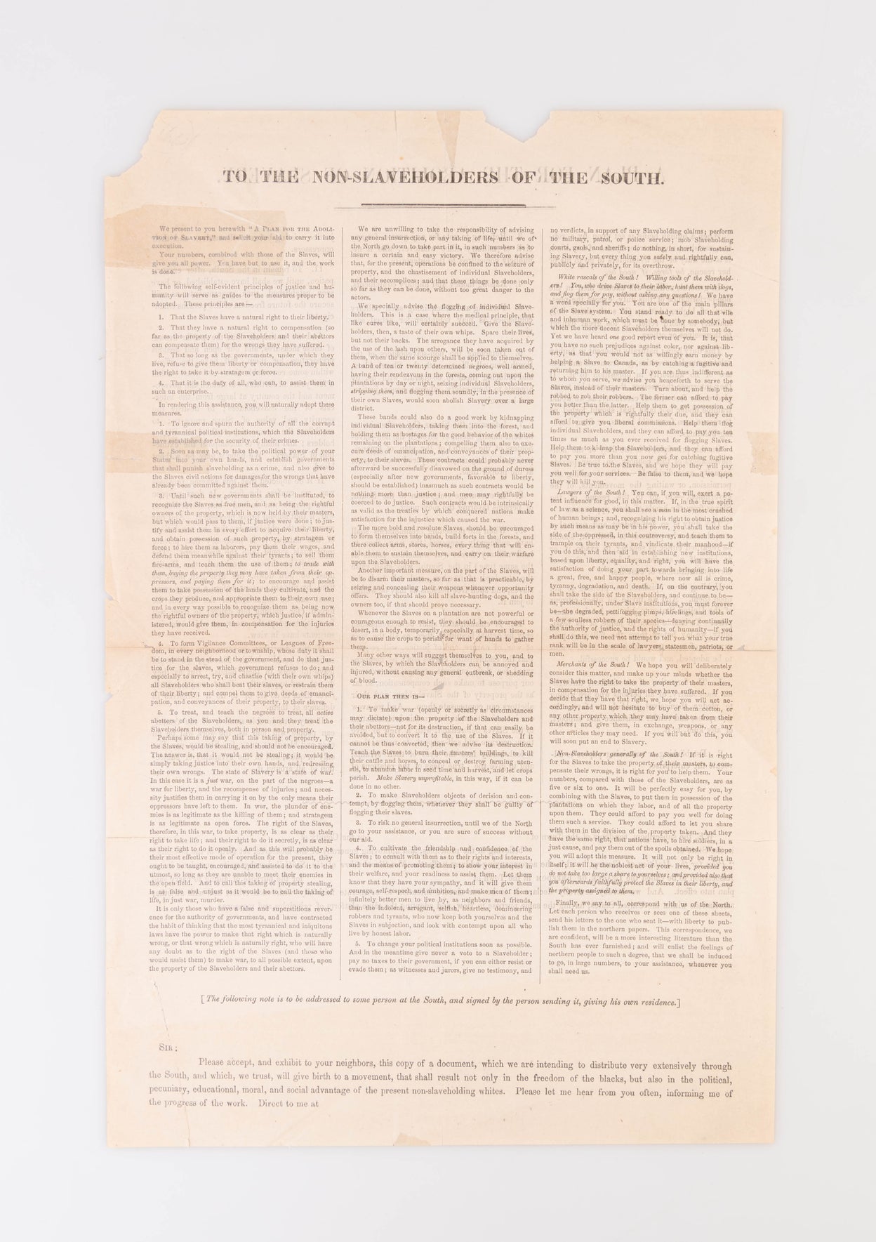 To the Non-Slaveholders of the South.