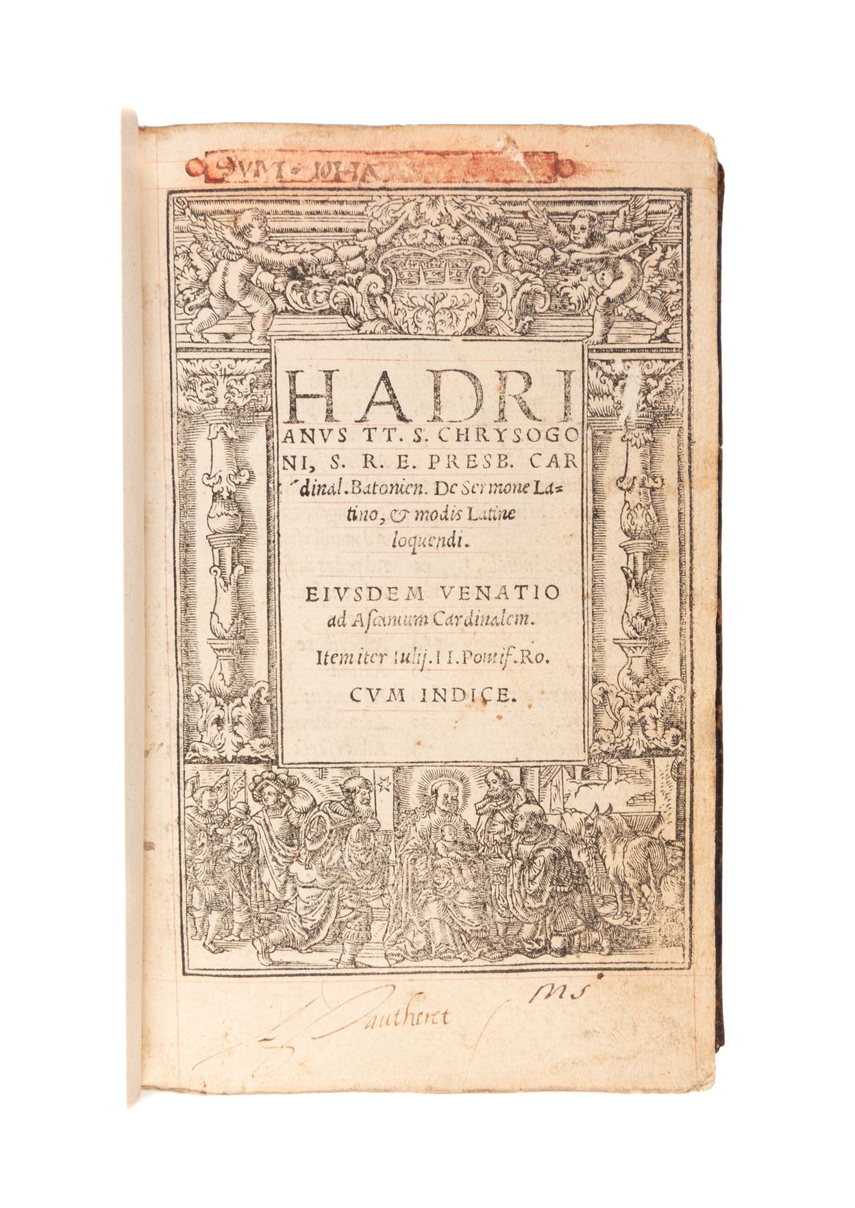 De sermone Latino, et modis Latine loquendi. Eiusdem venatio ad Ascanium cardinalem. Item iter julii. ii. Pontif. ro. Cum indice.
 
(Cologne: Hero Fuchs, October 1524)