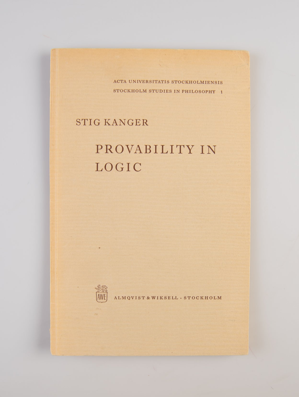 Provability in Logic.