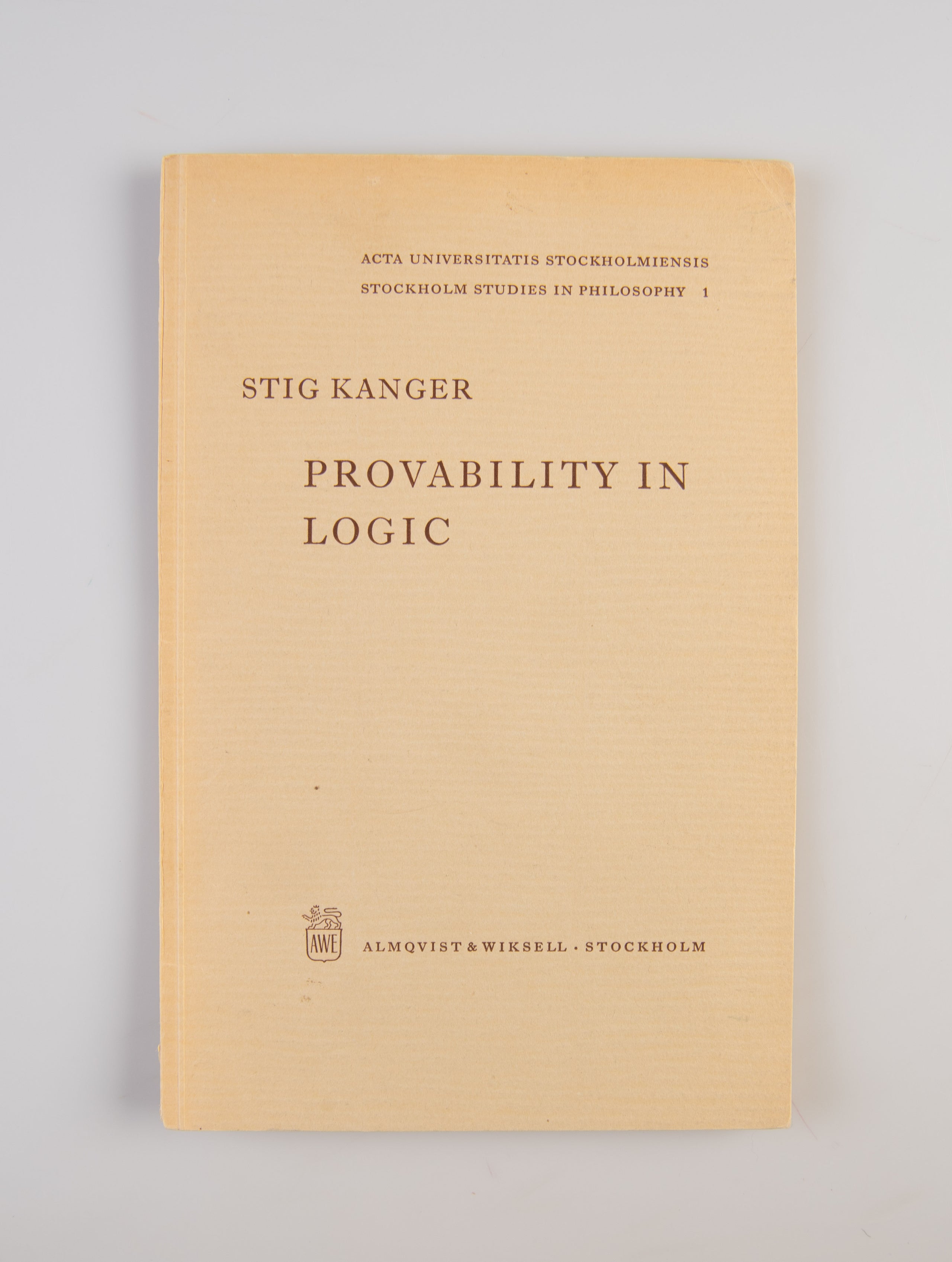 Provability in Logic.
