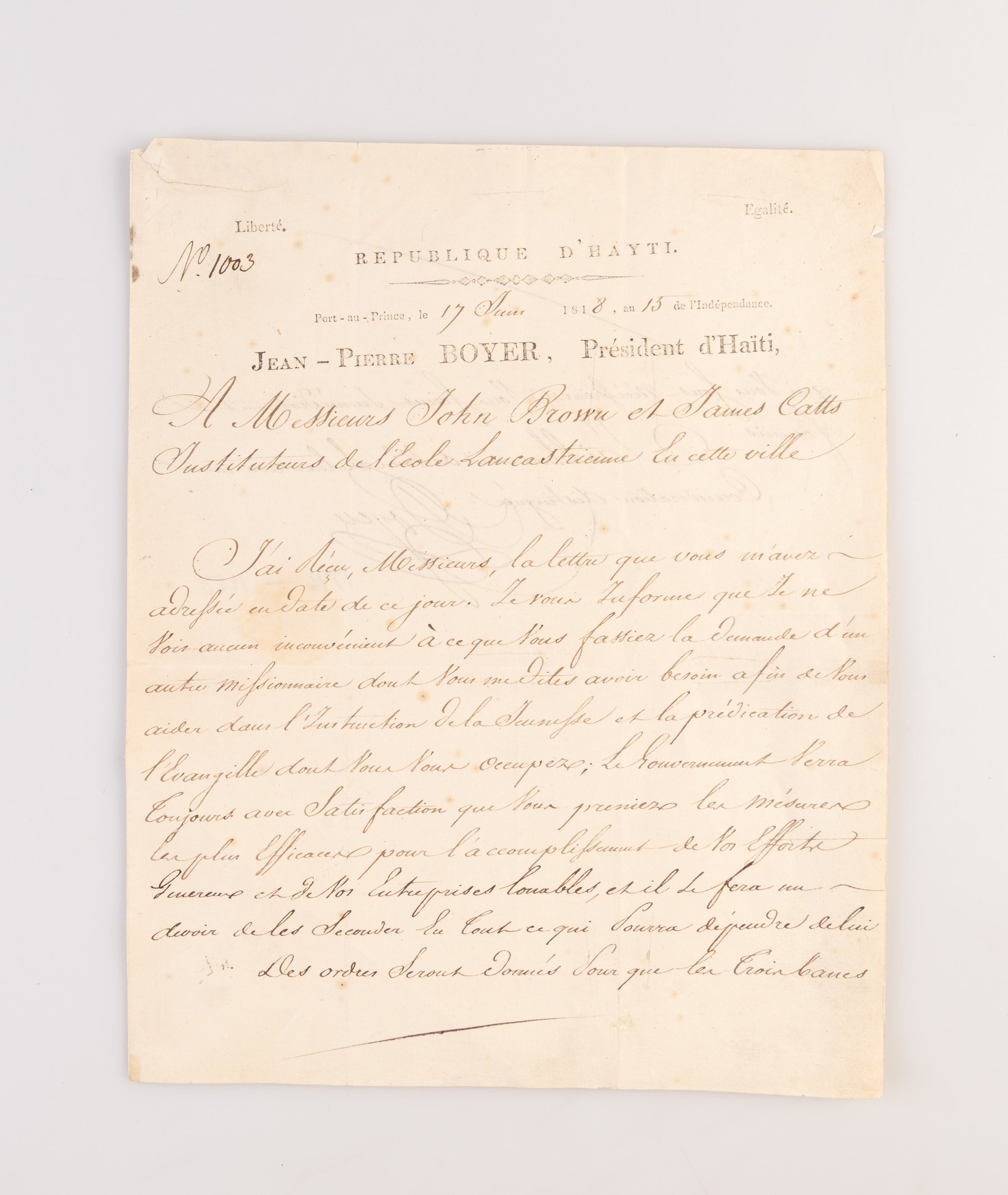 LS to John Brown and James Catts.