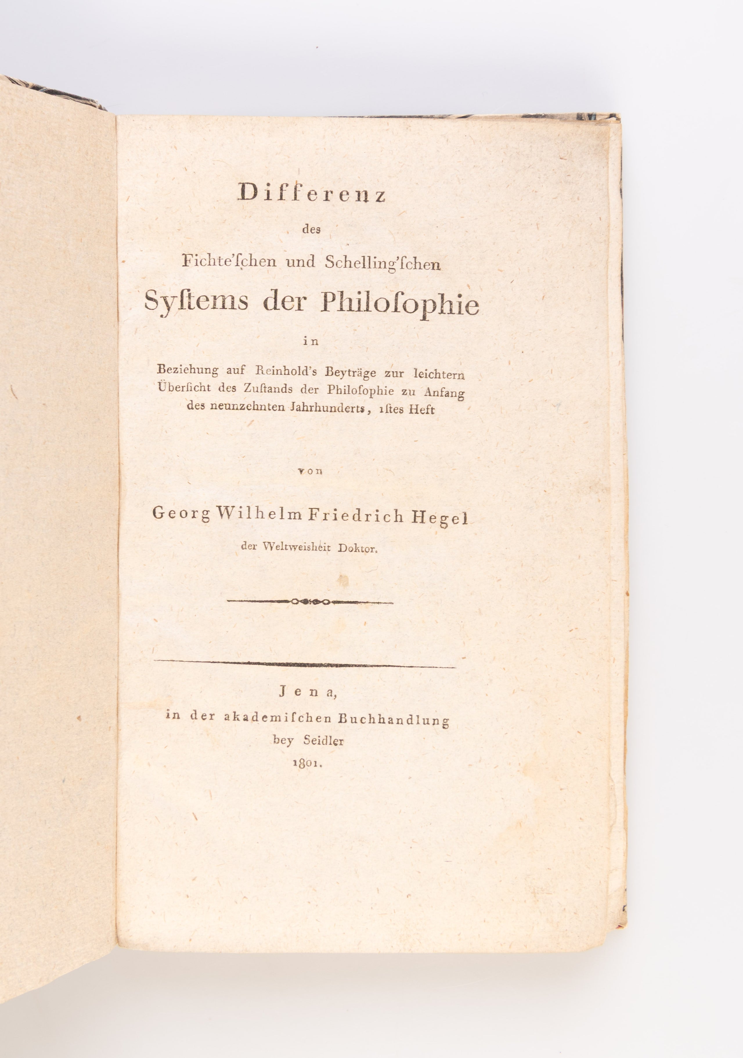 Differenz des Fichte'schen und Schelling'schen Systems der Philosophie in Beziehung auf Reinhold's Beyträge zur leichtern Übersicht des Zustands der Philosophie zu Anfang des neunzehnten Jahrhunderts, 1stes Heft.